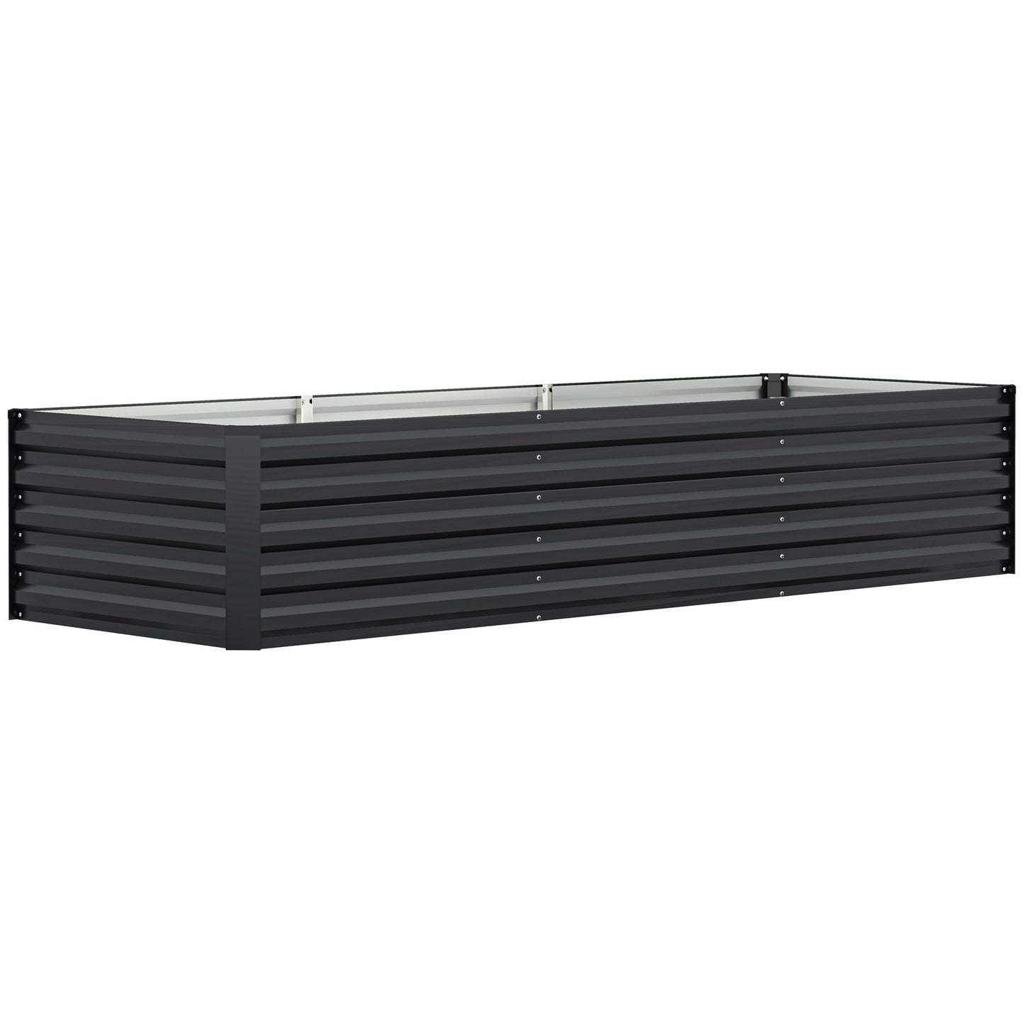 Galvanized Raised Garden Bed, 8 x 2.6 x 1.5ft Rectangular Planter Box, Reinforced Outdoor Raised Bed with Open Bottom for Vegetables, Flowers, Herbs, Dark Grey