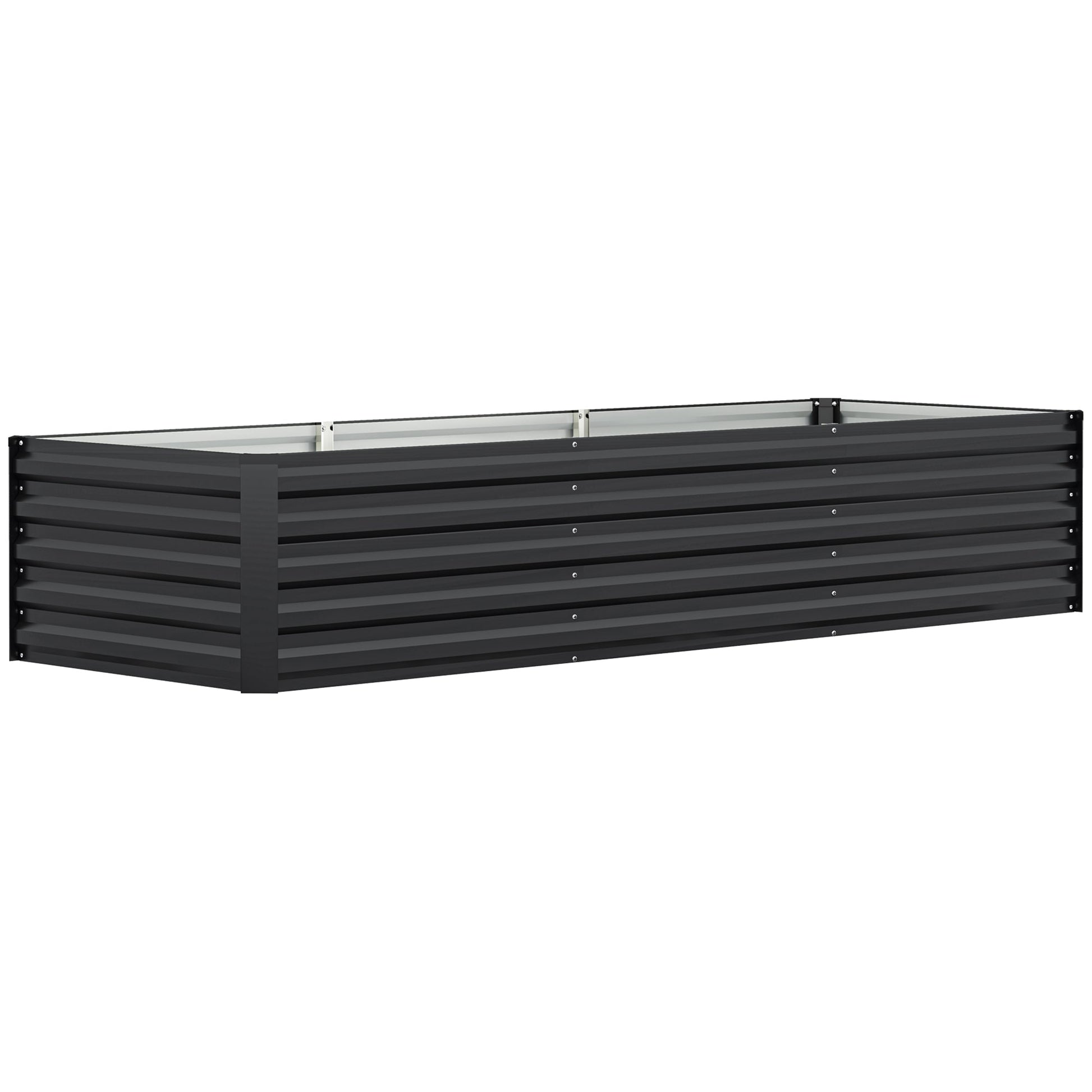 Galvanized Raised Garden Bed, 8 x 2.6 x 1.5ft Rectangular Planter Box, Reinforced Outdoor Raised Bed with Open Bottom for Vegetables, Flowers, Herbs, Dark Grey