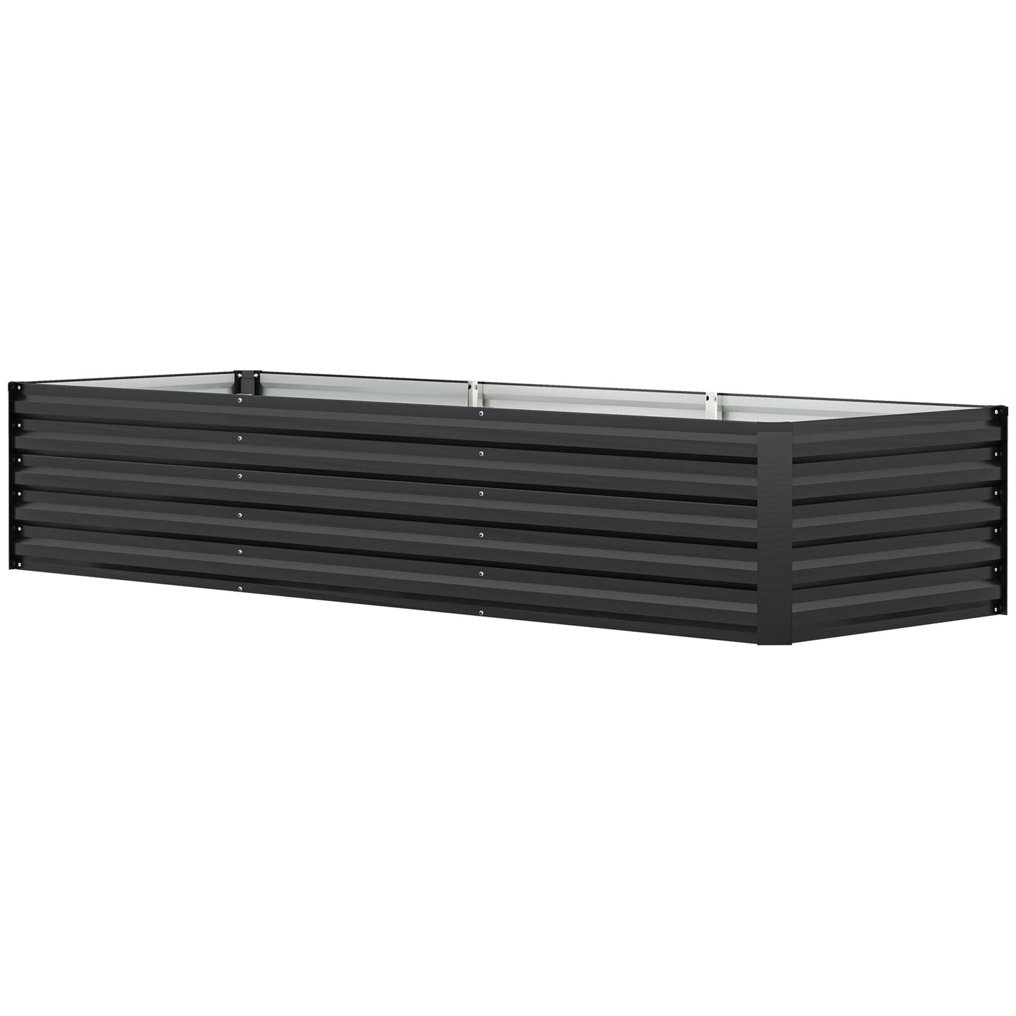 Galvanized Raised Garden Bed, 8 x 2.6 x 1.5ft Rectangular Planter Box, Reinforced Outdoor Raised Bed with Open Bottom for Vegetables, Flowers, Herbs, Dark Grey
