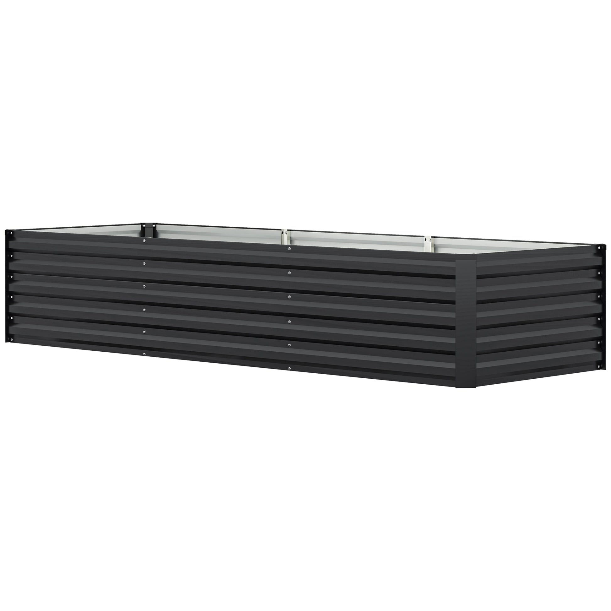Galvanized Raised Garden Bed, 8 x 2.6 x 1.5ft Rectangular Planter Box, Reinforced Outdoor Raised Bed with Open Bottom for Vegetables, Flowers, Herbs, Dark Grey