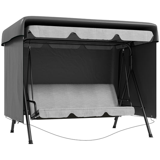 3-Seater Patio Swing Cover, Outdoor Garden Furniture Protection Hammock Glider Cover, Waterproof Dustproof Windproof, 85" x 61" x 59", Dark Grey