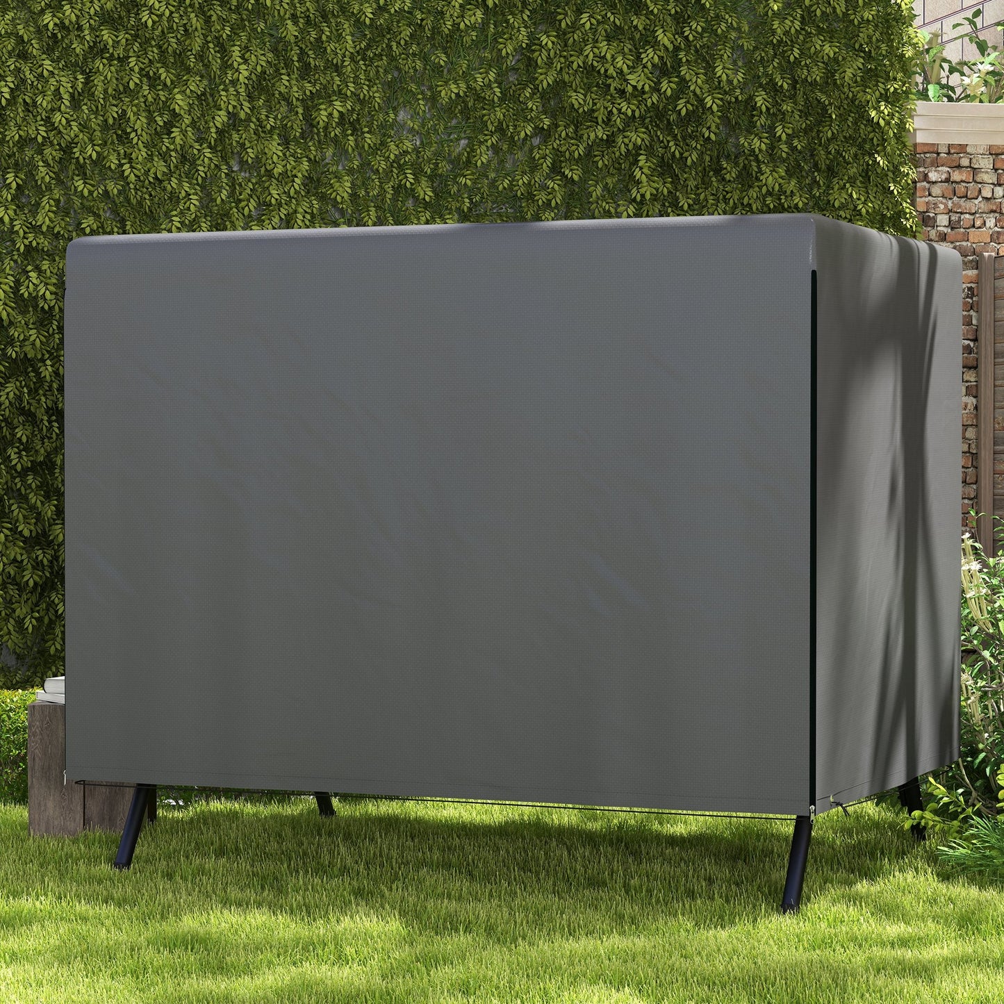 3-Seater Patio Swing Cover, Outdoor Garden Furniture Protection Hammock Glider Cover, Waterproof Dustproof Windproof, 85" x 61" x 59", Dark Grey