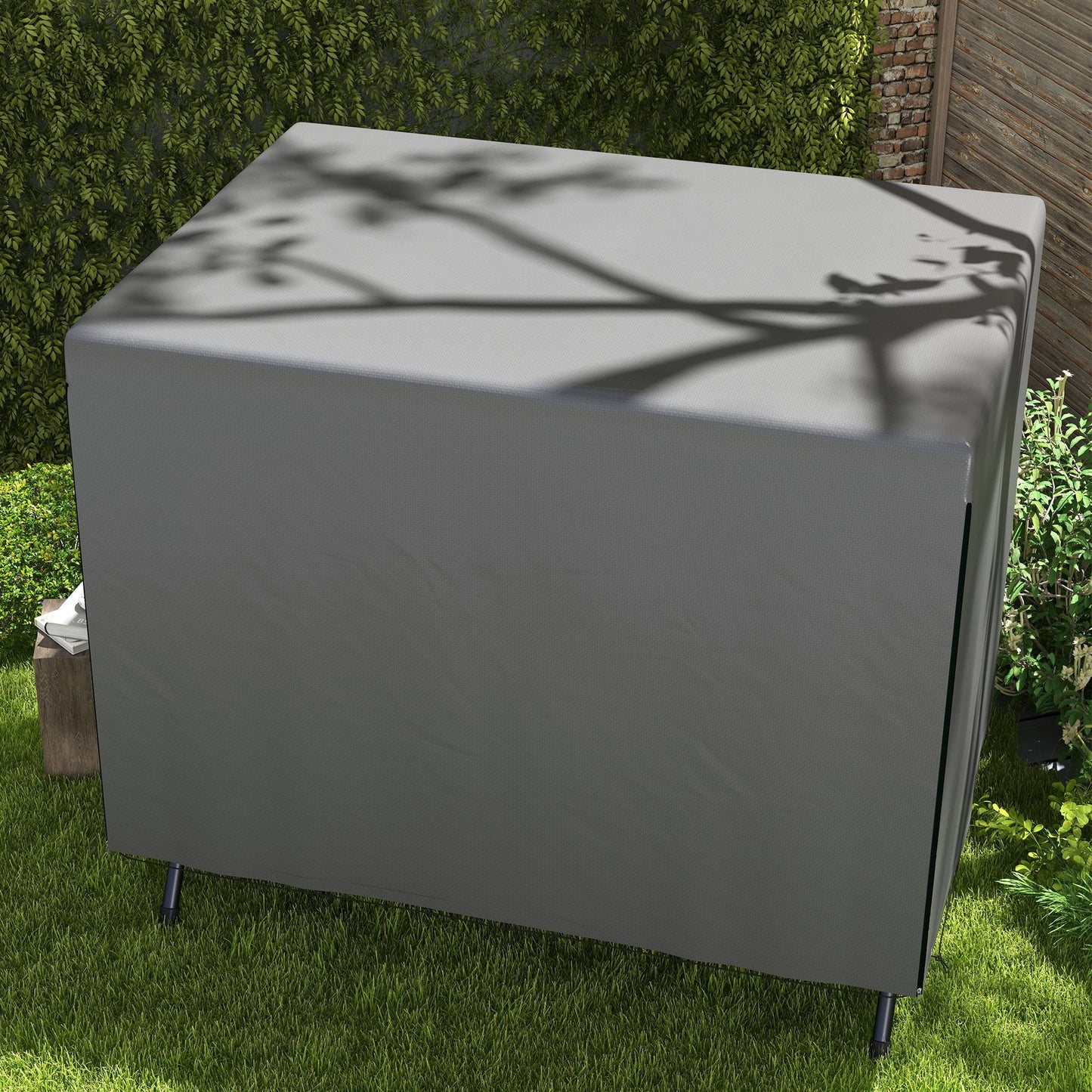 3-Seater Patio Swing Cover, Outdoor Garden Furniture Protection Hammock Glider Cover, Waterproof Dustproof Windproof, 85" x 61" x 59", Dark Grey
