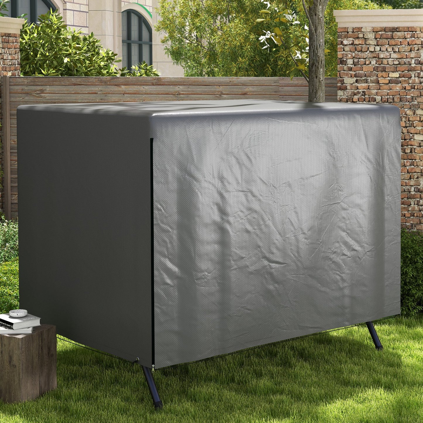 3-Seater Patio Swing Cover, Outdoor Garden Furniture Protection Hammock Glider Cover, Waterproof Dustproof Windproof, 85" x 61" x 59", Dark Grey