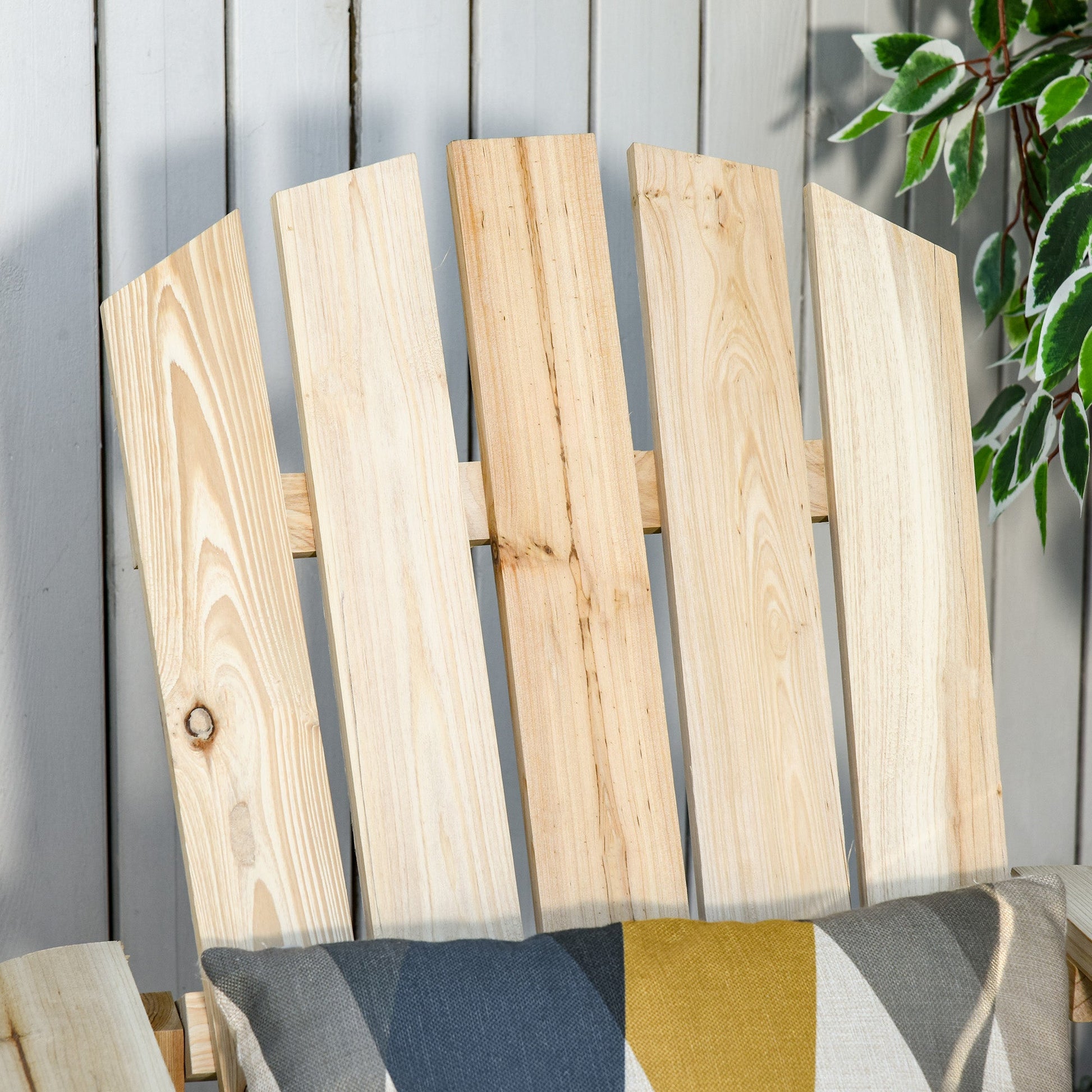 Wood Adirondack Chair, Outdoor Patio Muskoka Chair with Slatted Design for Deck, Garden, Backyard, Fire Pit, Natural