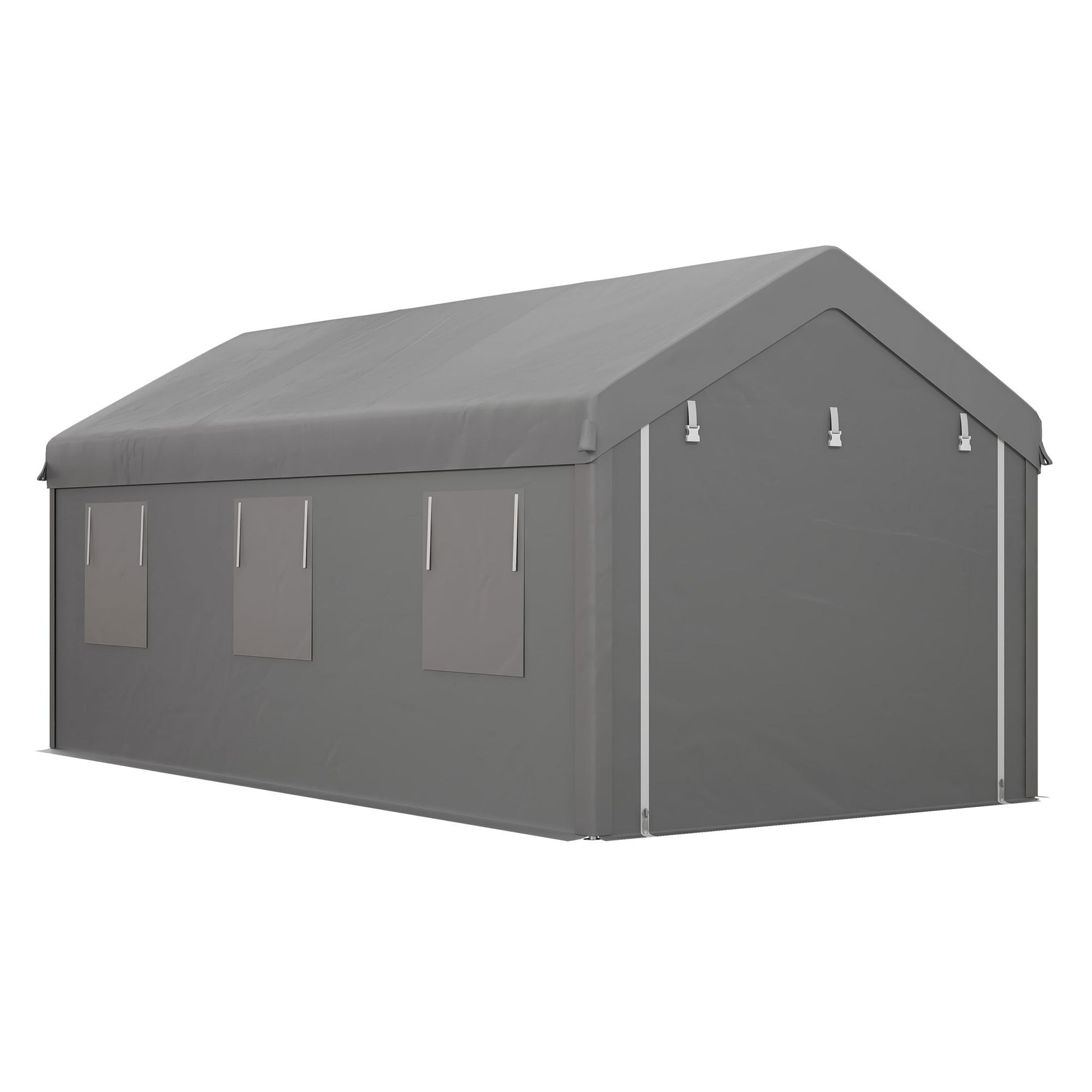 10' x 20' Carport Portable Garage, Heavy Duty Car Port Canopy with 2 Roll-up Doors & 6 Ventilated Windows for Car, Truck, Boat, Garden Tools
