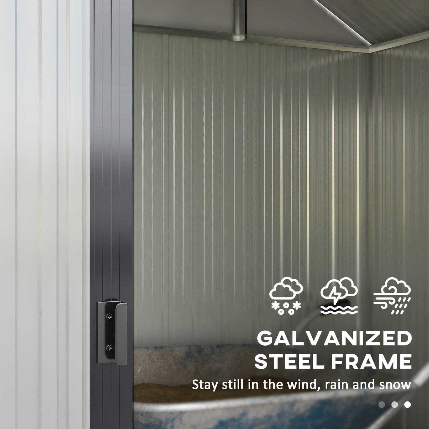 8' x 4' Galvanized Garden Shed with Adjustable Shelves and Foundation Kit, Outdoor Metal Shed with Double Sliding Doors and Vents for Lawn, Patio, Dark Grey