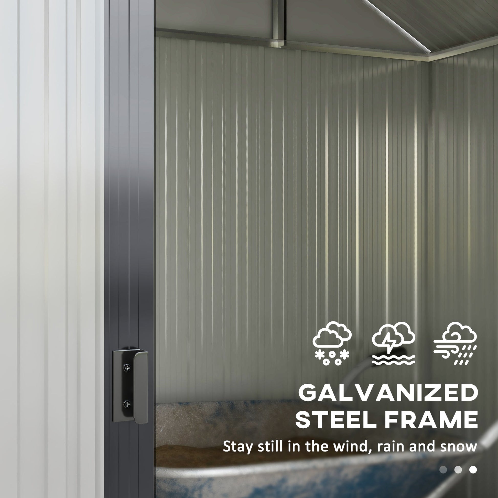 8' x 4' Galvanized Garden Shed with Adjustable Shelves and Foundation Kit, Outdoor Metal Shed with Double Sliding Doors and Vents for Lawn, Patio, Dark Grey