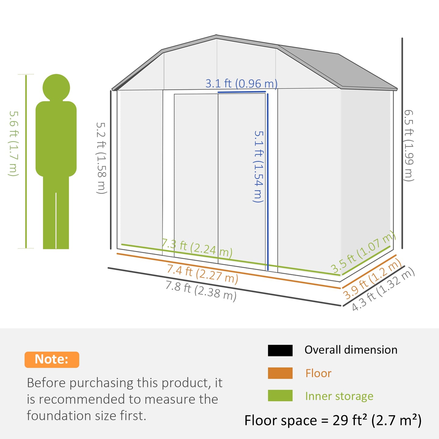 8' x 4' Galvanized Garden Shed with Adjustable Shelves and Foundation Kit, Outdoor Metal Shed with Double Sliding Doors and Vents for Lawn, Patio, Dark Grey