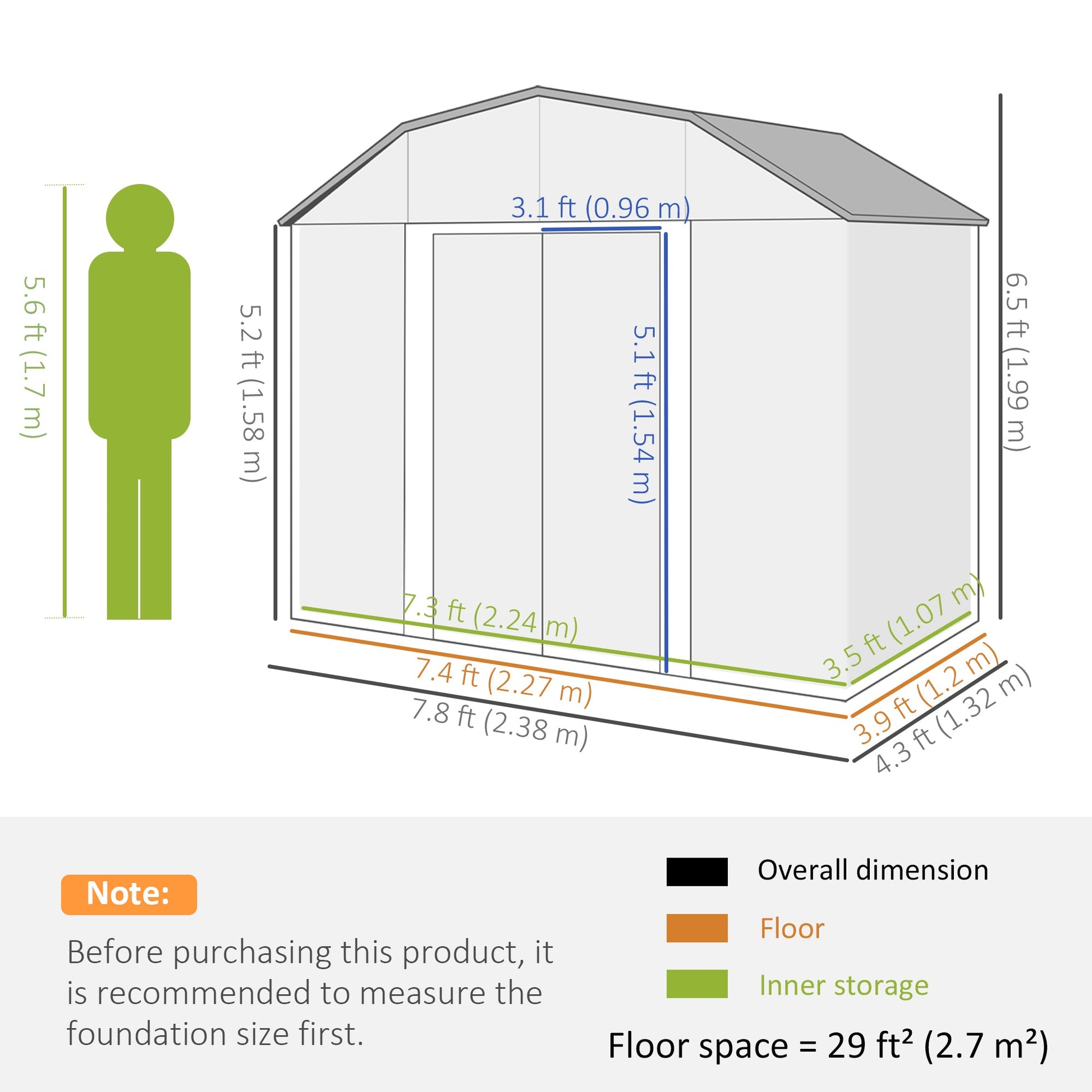 8' x 4' Galvanized Garden Shed with Adjustable Shelves and Foundation Kit, Outdoor Metal Shed with Double Sliding Doors and Vents for Lawn, Patio, Dark Grey