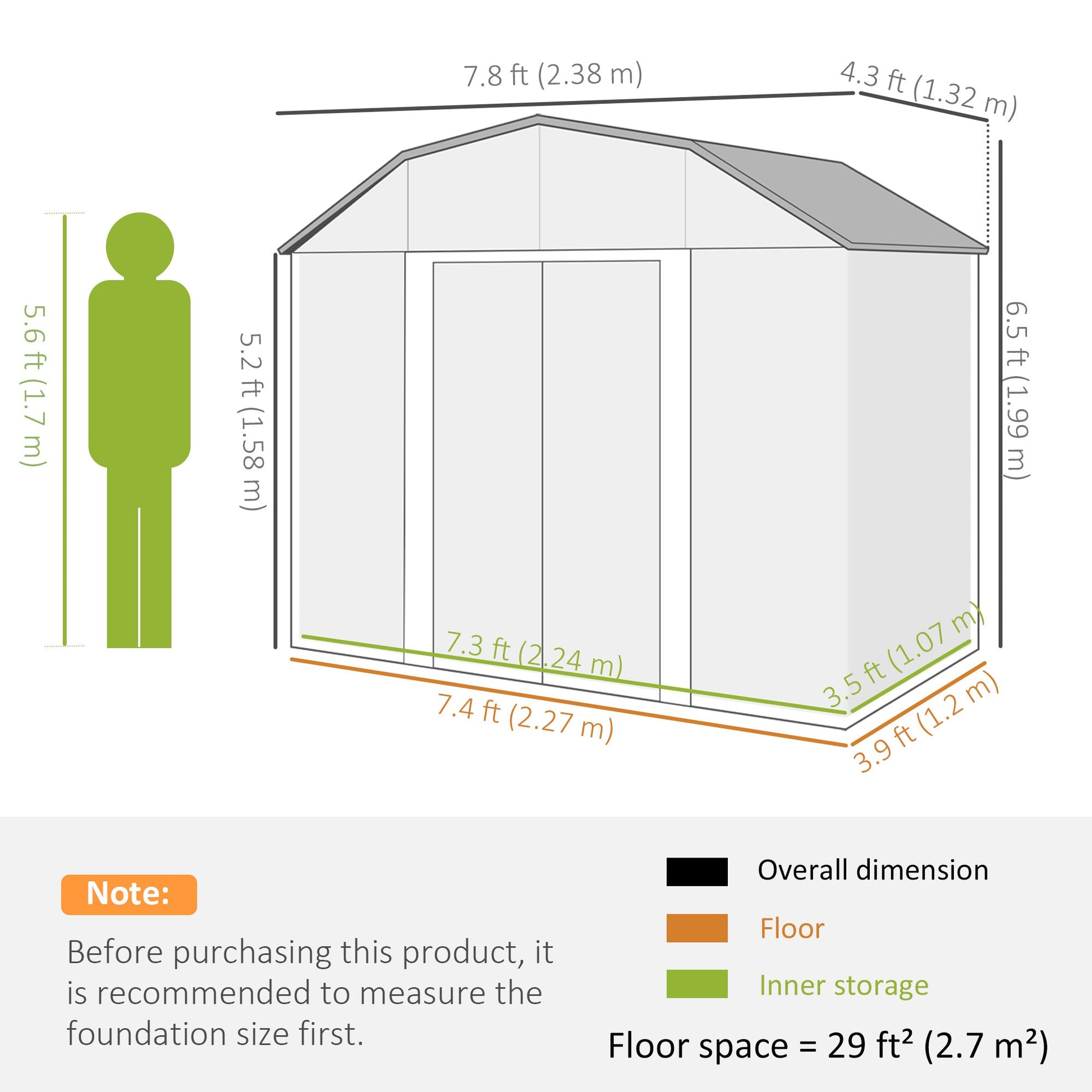 8' x 4' Galvanized Garden Shed with Adjustable Shelves and Foundation Kit, Outdoor Metal Shed with Double Sliding Doors and Vents for Lawn, Patio, Dark Grey