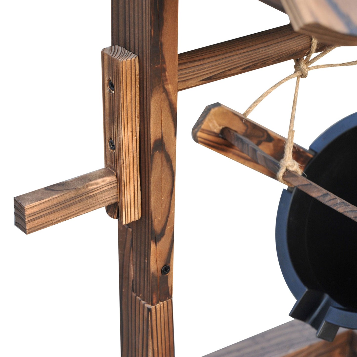 Outdoor Wooden Wishing Well Fountain with Adjustable Water Flow Rate, Rustic Waterfall Fountain with Electric Pump, Water Bucket, for Backyard, Patio Garden, Carbonized