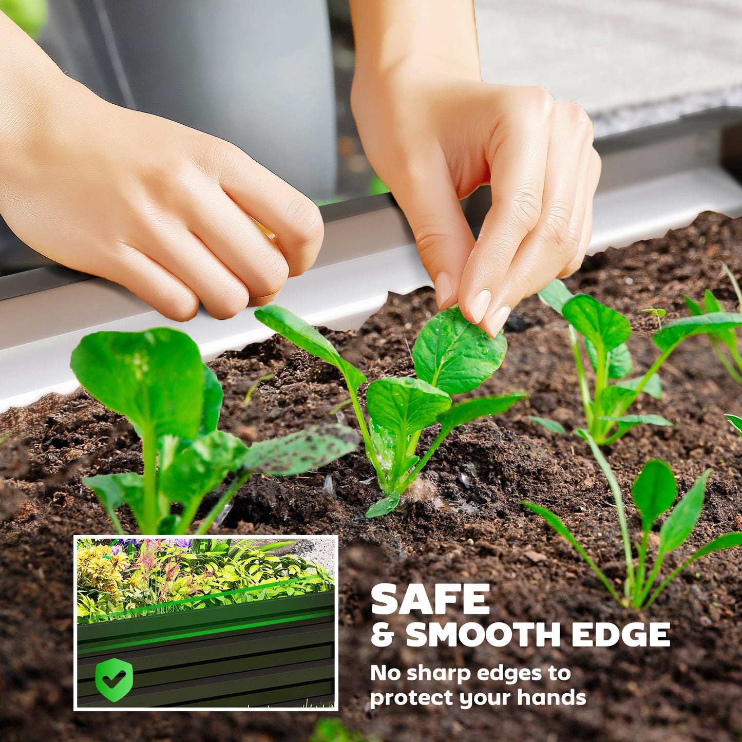 4' x 4' x 1' Raised Garden Bed Galvanized Steel Planter Box for Vegetables, Flowers, Herbs, Black