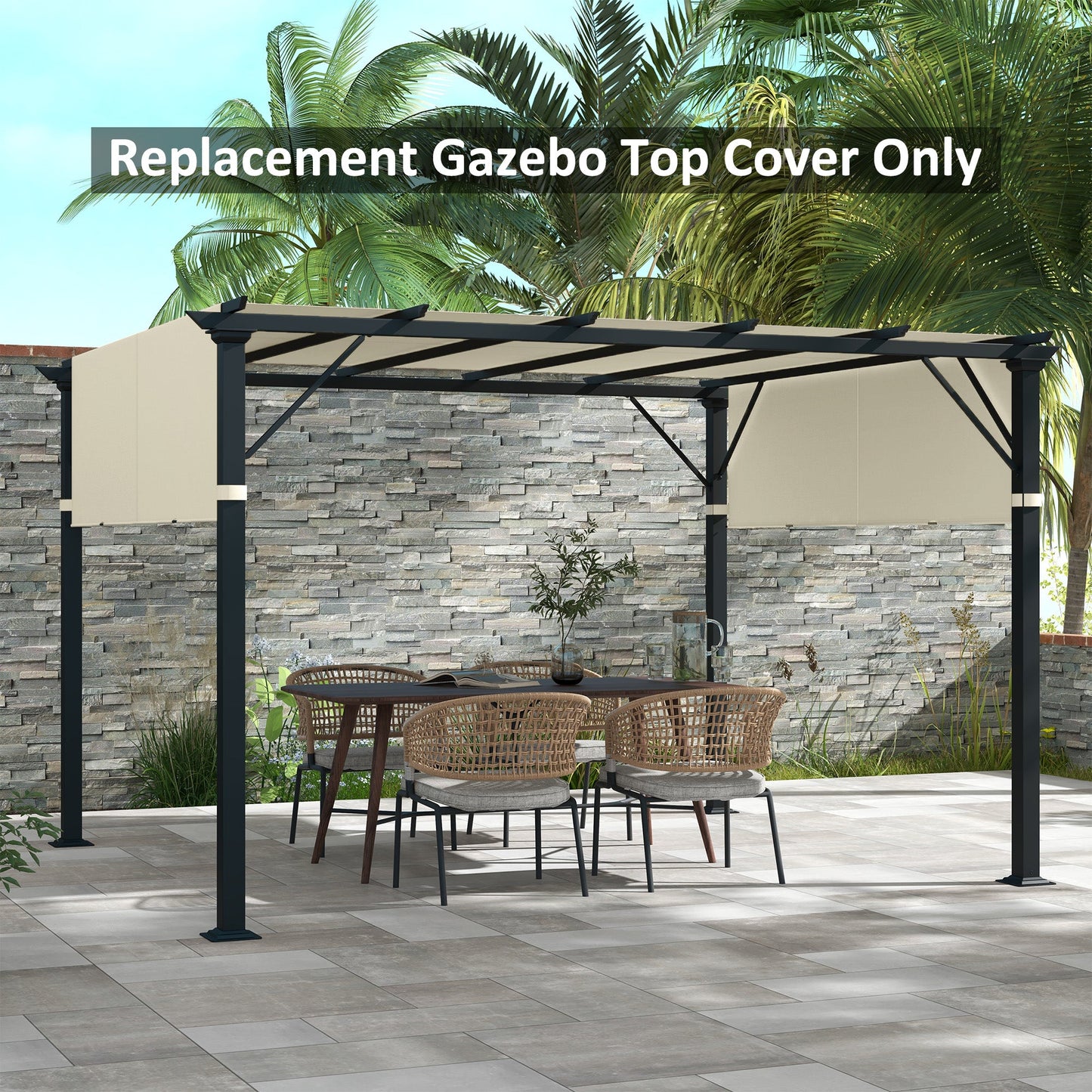 2 Pcs 16 x 4ft Pergola Canopy Replacement, UV Protection Pergola Shade Cover, Easy to Install, for 10 x 10ft Pergola, Cream White