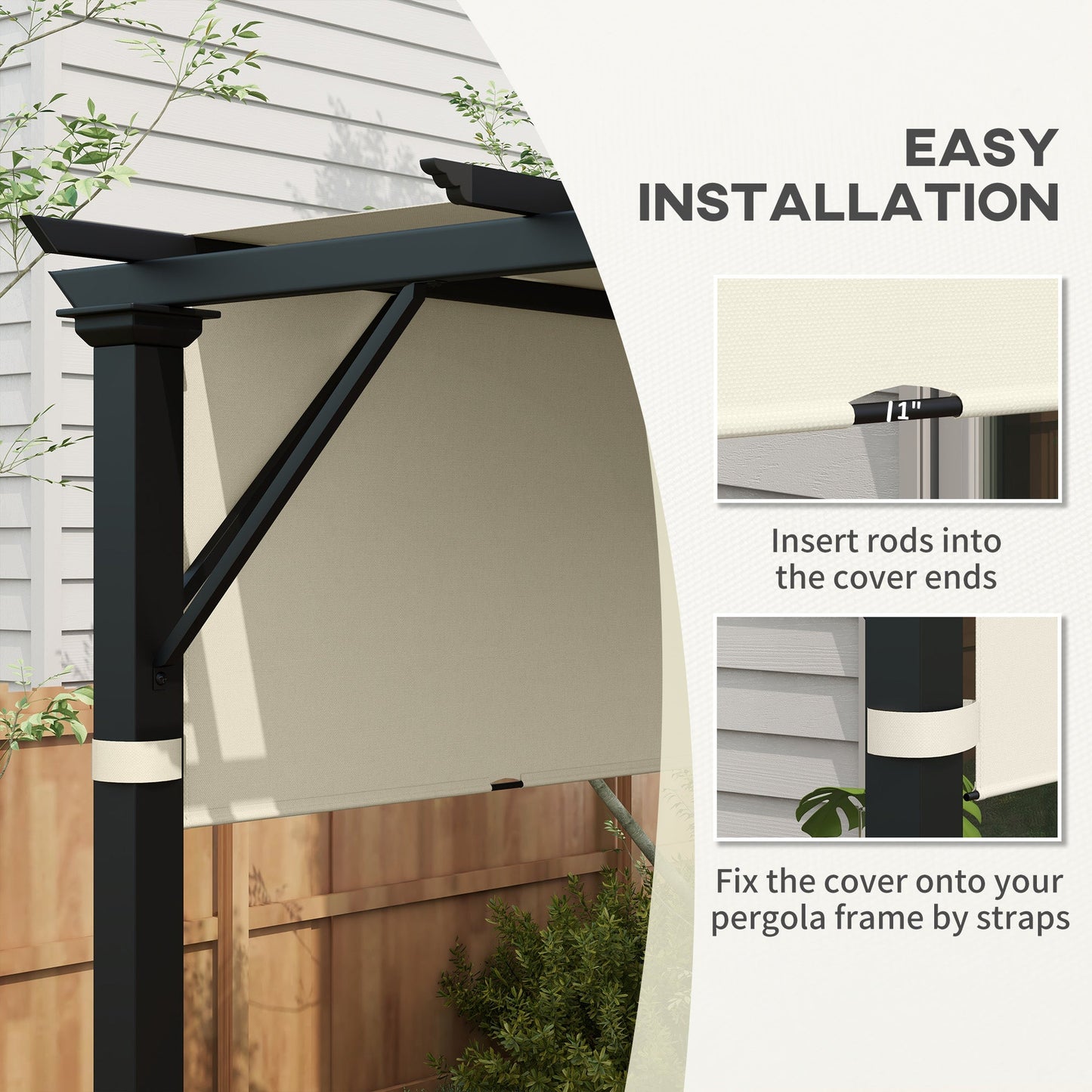 2 Pcs 16 x 4ft Pergola Canopy Replacement, UV Protection Pergola Shade Cover, Easy to Install, for 10 x 10ft Pergola, Cream White