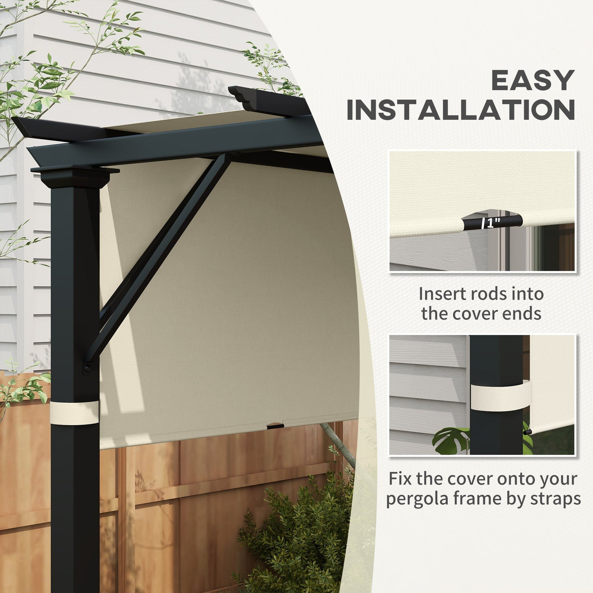 2 Pcs 16 x 4ft Pergola Canopy Replacement, UV Protection Pergola Shade Cover, Easy to Install, for 10 x 10ft Pergola, Cream White