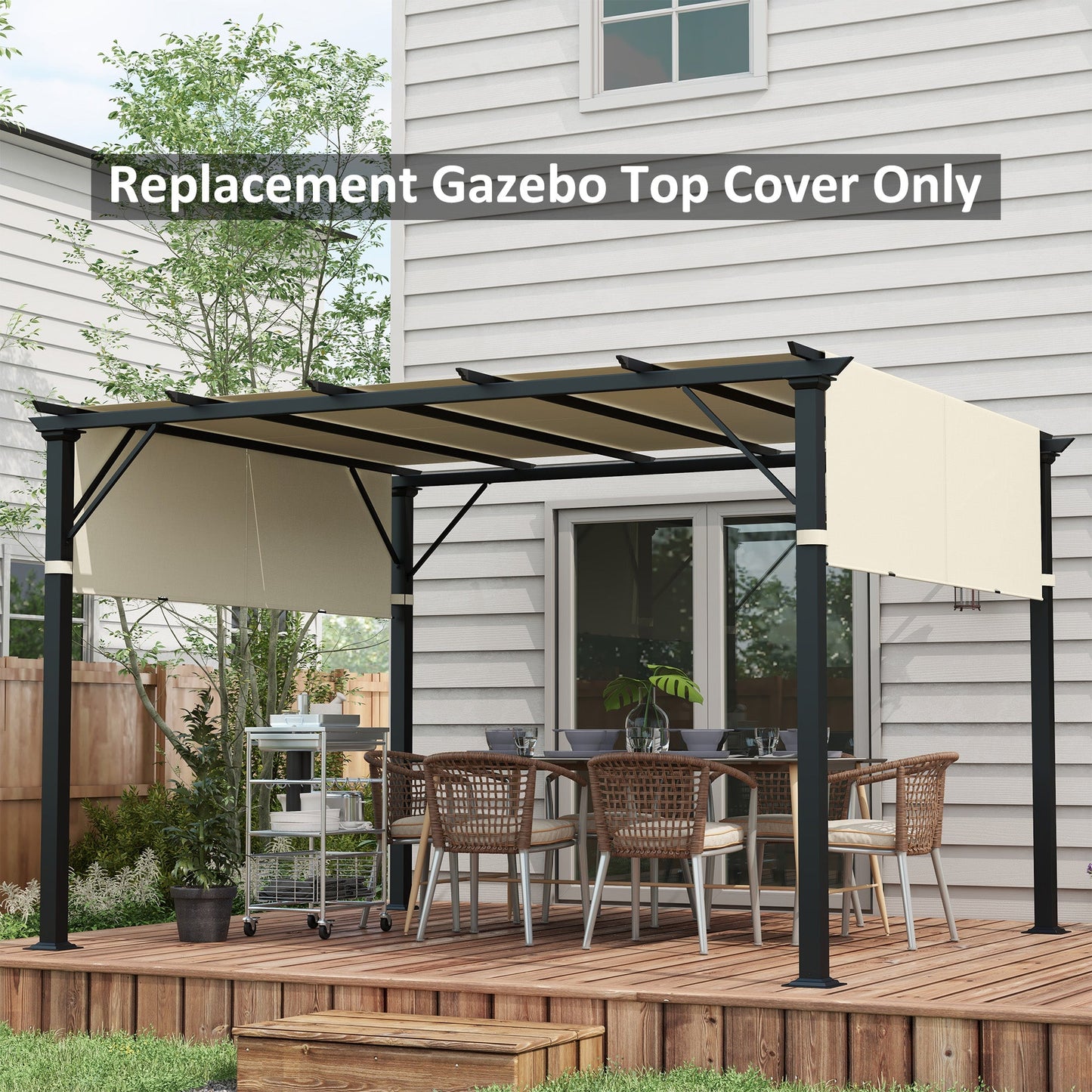 2 Pcs 16 x 4ft Pergola Canopy Replacement, UV Protection Pergola Shade Cover, Easy to Install, for 10 x 10ft Pergola, Cream White