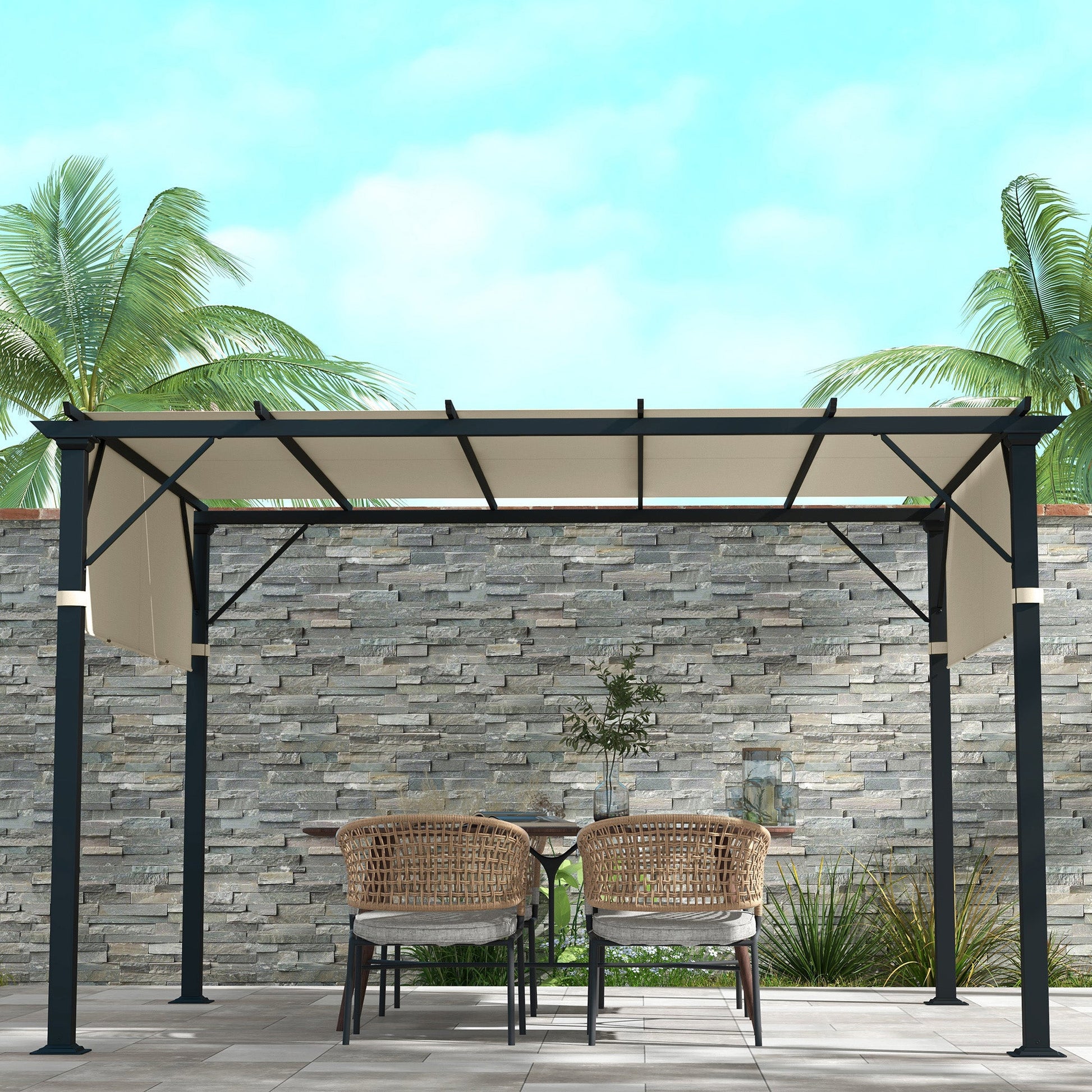 2 Pcs 16 x 4ft Pergola Canopy Replacement, UV Protection Pergola Shade Cover, Easy to Install, for 10 x 10ft Pergola, Cream White