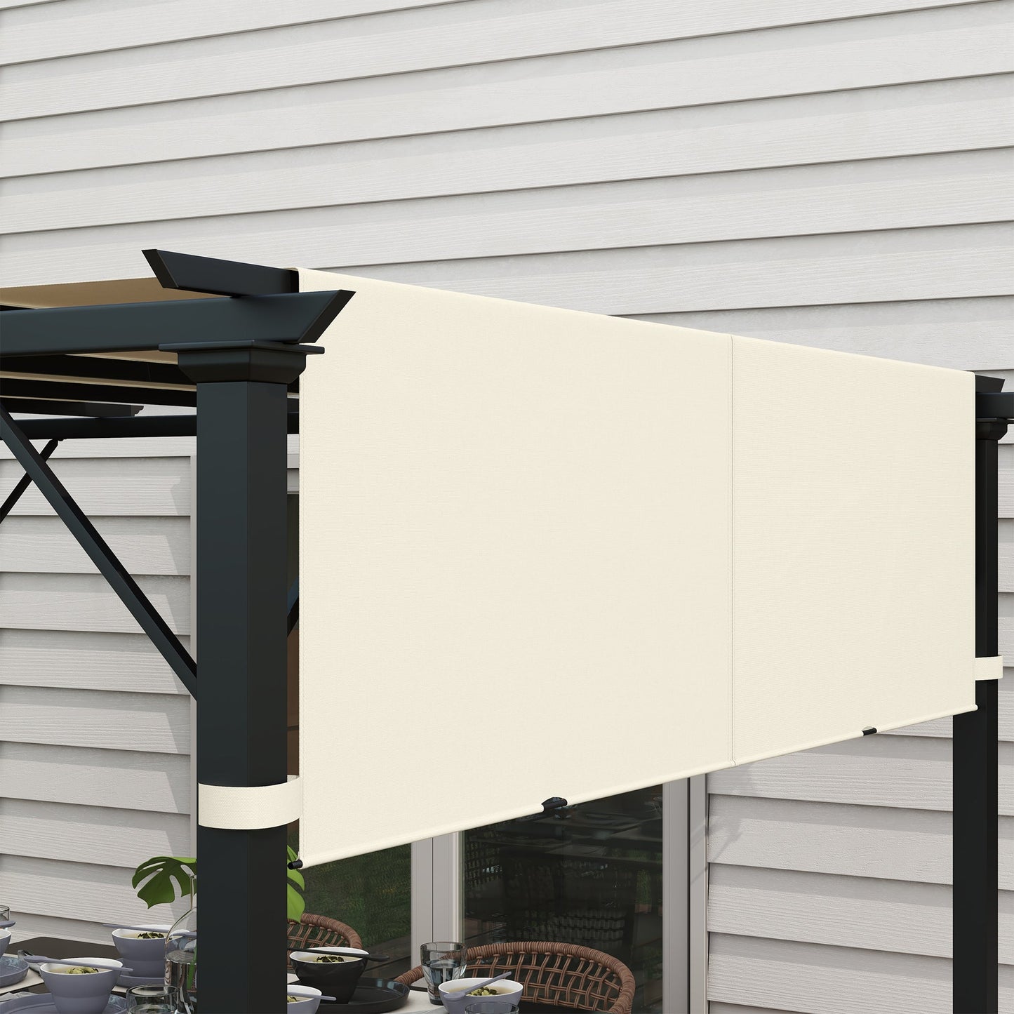 2 Pcs 16 x 4ft Pergola Canopy Replacement, UV Protection Pergola Shade Cover, Easy to Install, for 10 x 10ft Pergola, Cream White