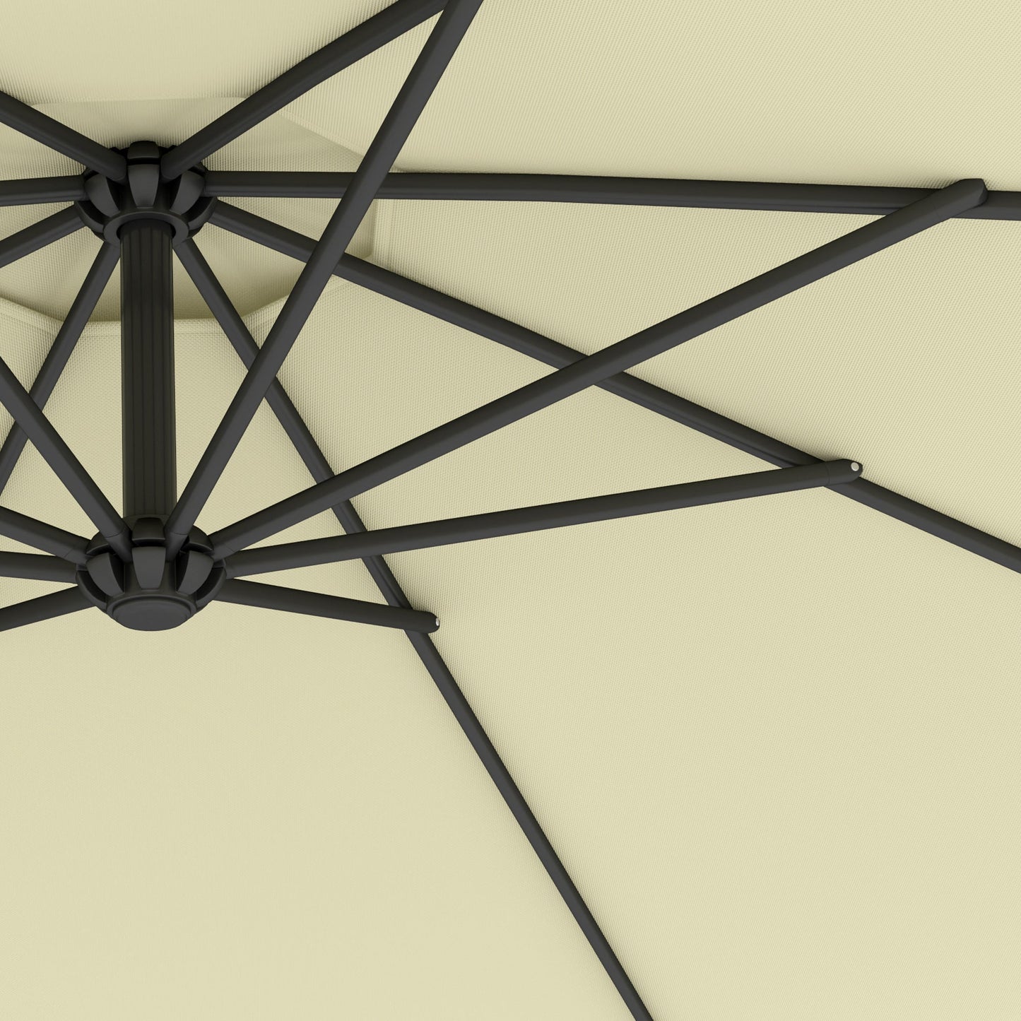 10' Deluxe Patio Umbrella, Outdoor Market Parasol, Banana Hanging Offset Sunshade with Crank, Cross Base, Beige