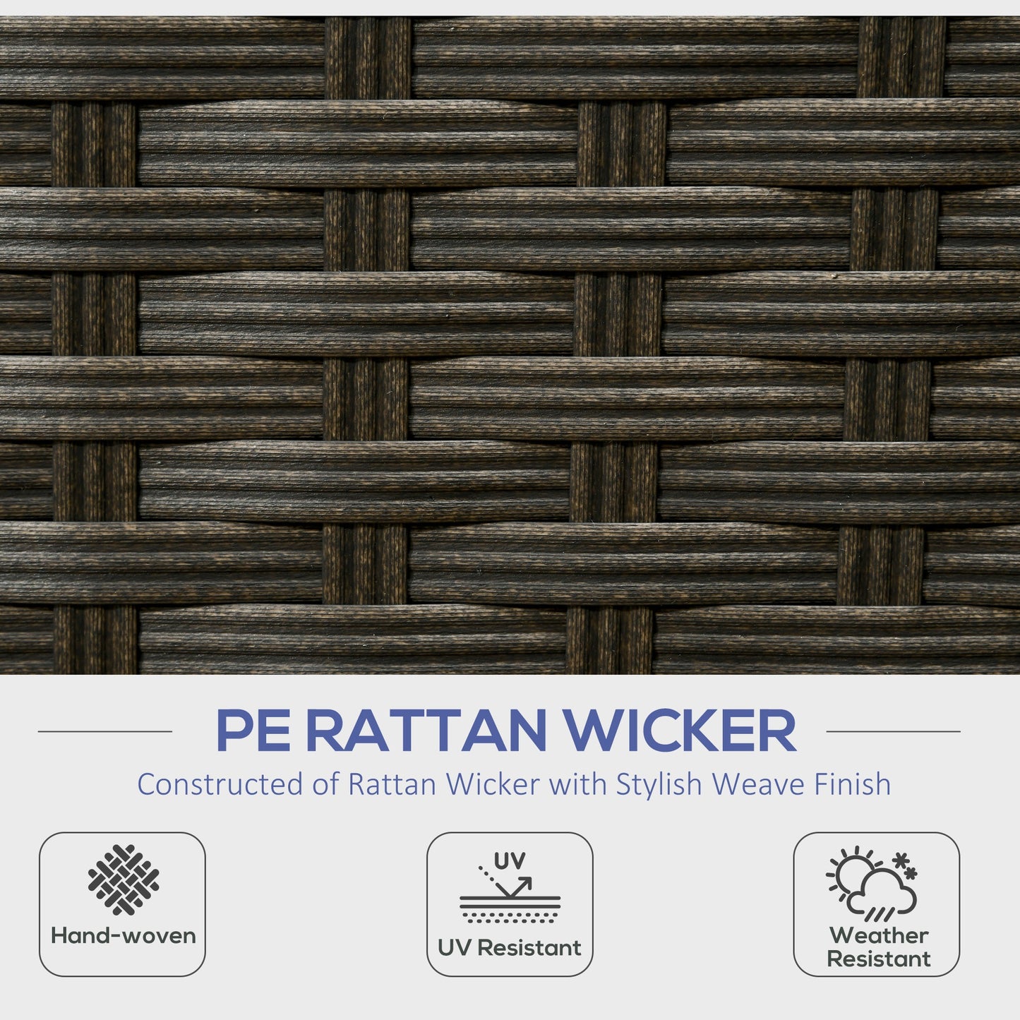 6 Pieces Rattan Patio Furniture Set, 5 Seater Sectional Outdoor Furniture with Wicker Corner Sofa and Wood-Plastic Coffee Table for Deck, Porch, Garden, Navy Blue