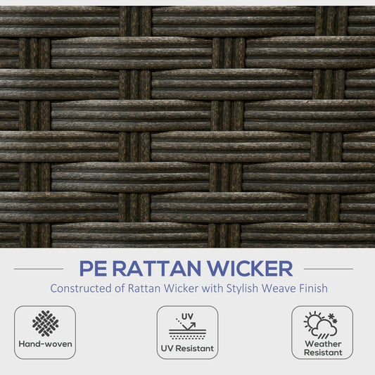 6 Pieces Rattan Patio Furniture Set, 5 Seater Sectional Outdoor Furniture with Wicker Corner Sofa and Wood-Plastic Coffee Table for Deck, Porch, Garden, Navy Blue
