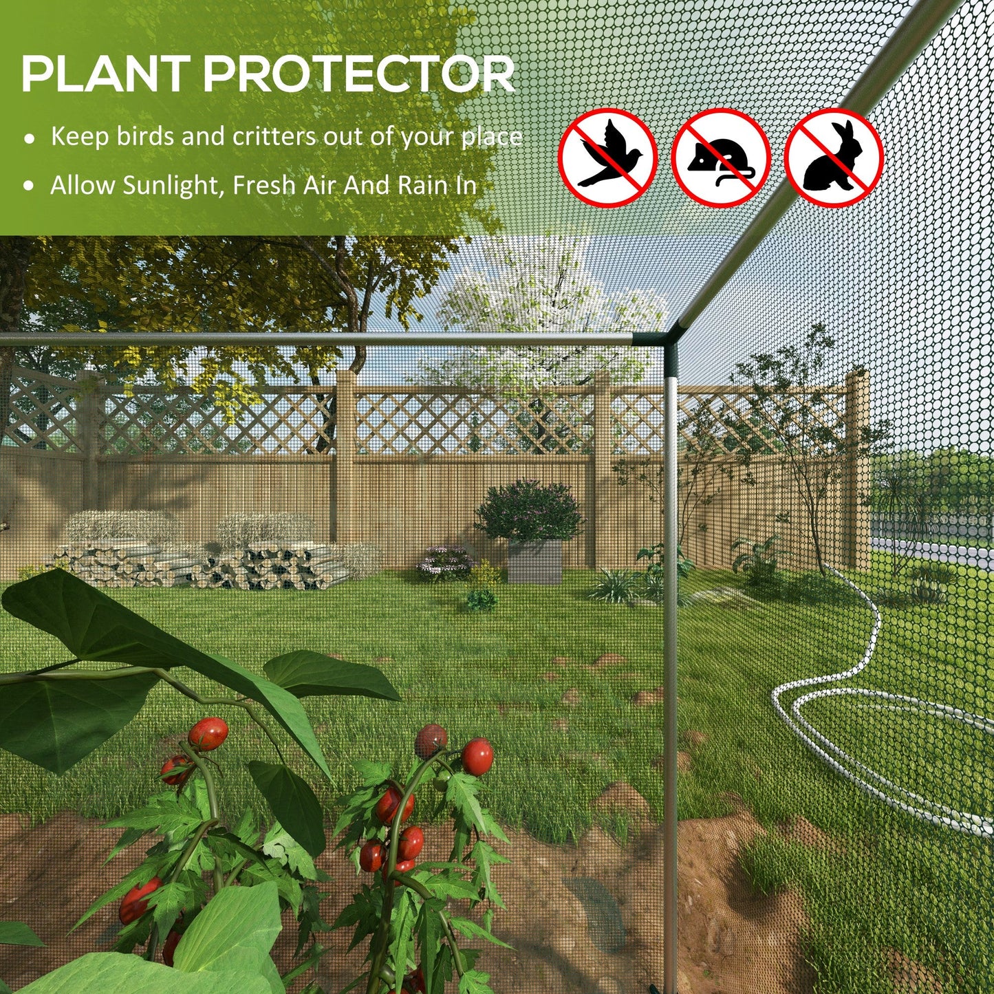4' x 4' Crop Cage, Plant Protection Tent with Zippered Door and Galvanized Steel Frame, Fruit Cage Netting Cover for Garden, Yard, Lawn, Green