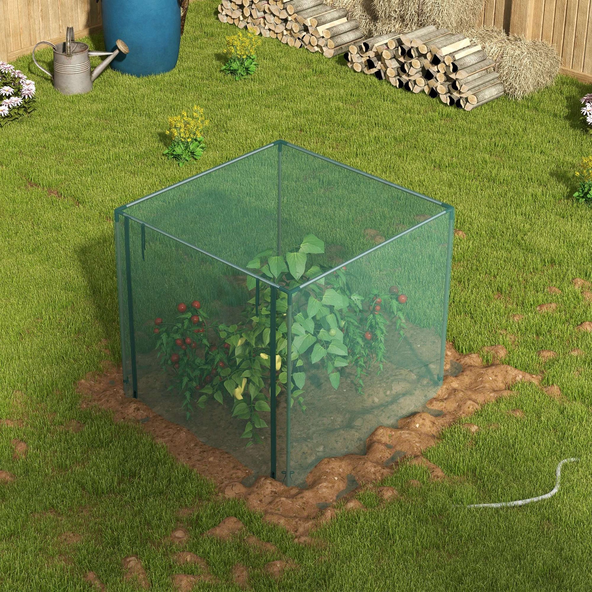 4' x 4' Crop Cage, Plant Protection Tent with Zippered Door and Galvanized Steel Frame, Fruit Cage Netting Cover for Garden, Yard, Lawn, Green