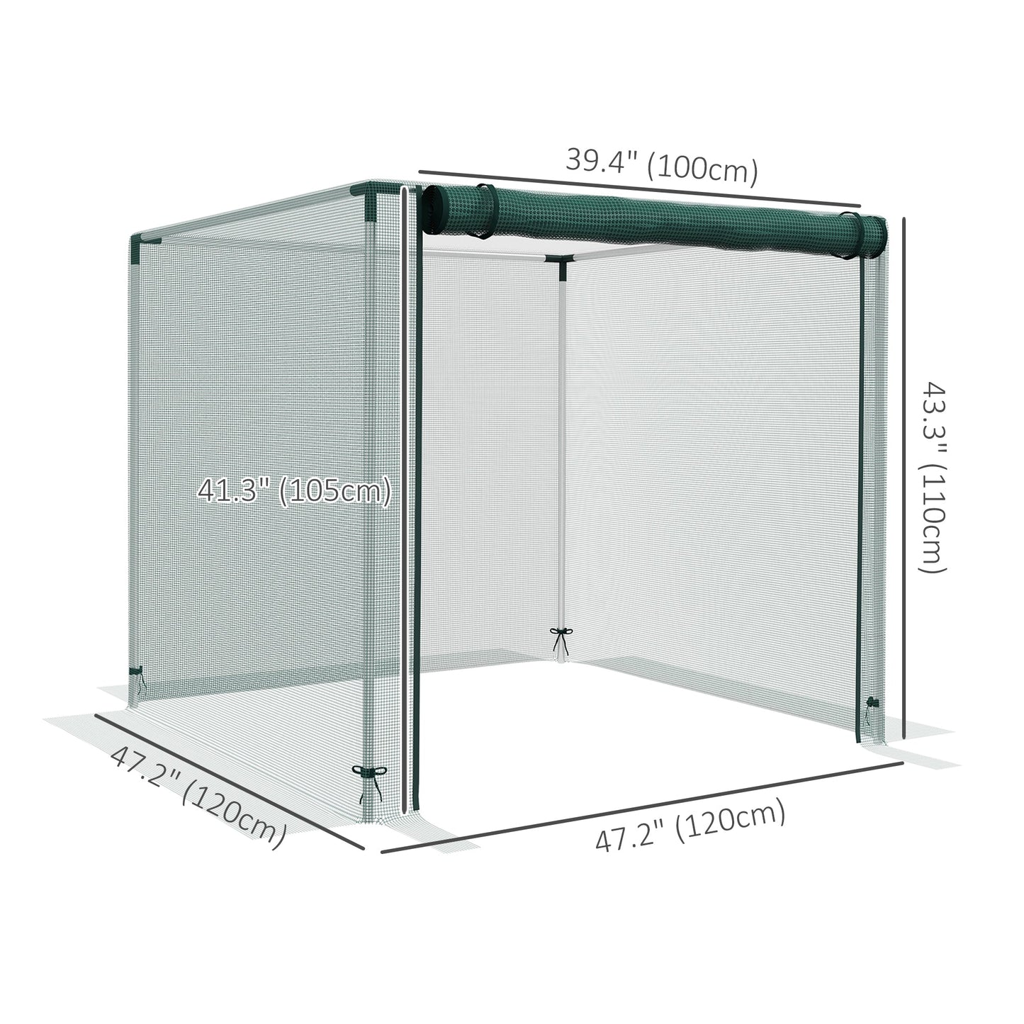 4' x 4' Crop Cage, Plant Protection Tent with Zippered Door and Galvanized Steel Frame, Fruit Cage Netting Cover for Garden, Yard, Lawn, Green