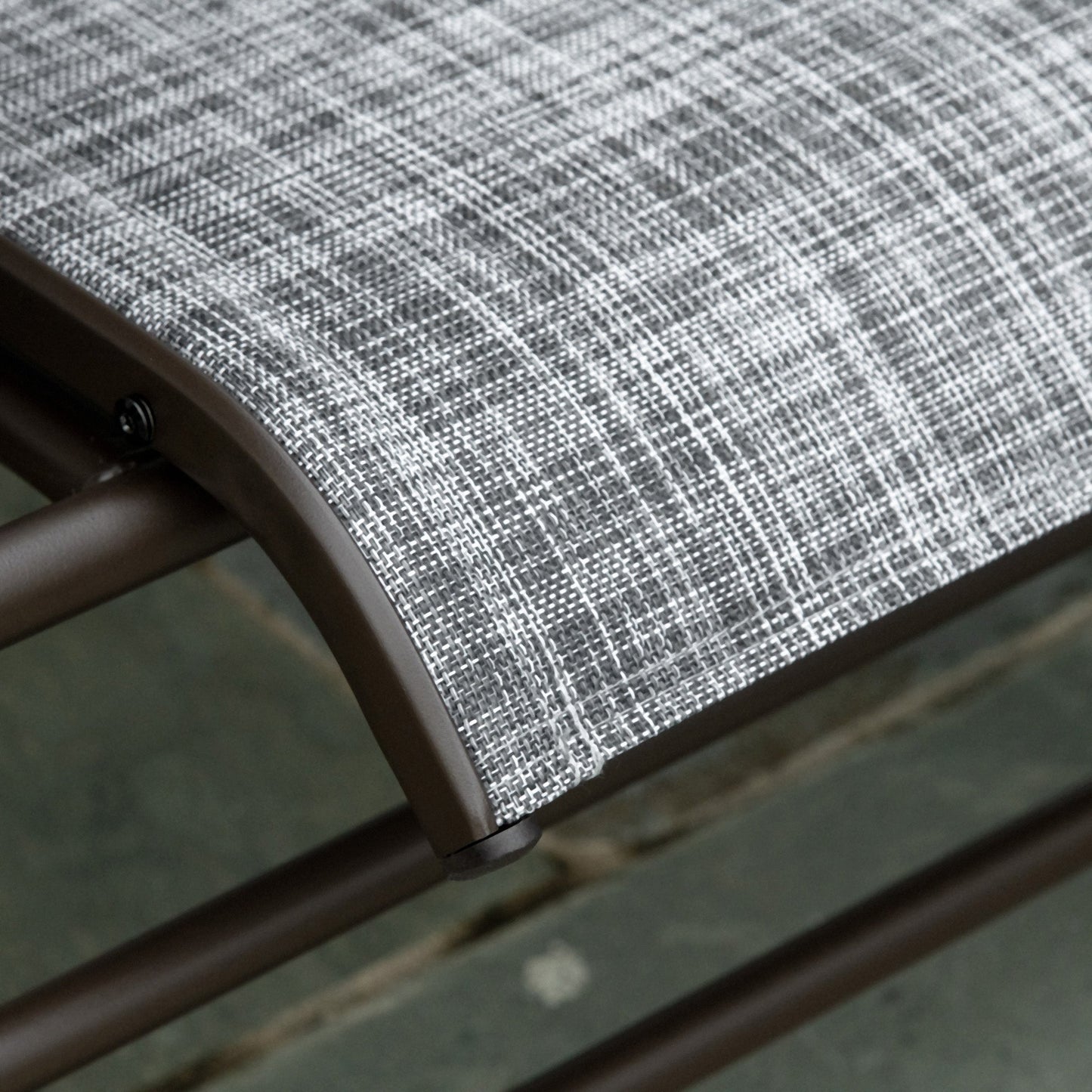 Outdoor Glider Bench with Table, Patio Loveseat for 2 Persons, Garden Glider Rocking Chair with Breathable Mesh Fabric, Grey