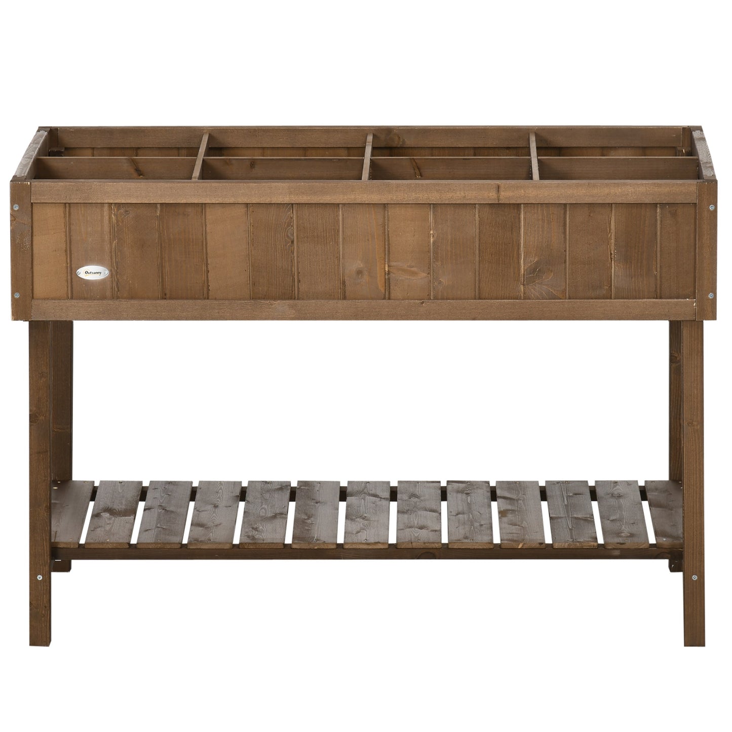 43" x 18" x 30" Raised Garden Bed, Wood Planter Box with Storage Shelf and 8 Pockets, to Grow Herbs, Vegetables, and Flowers, Dark Brown
