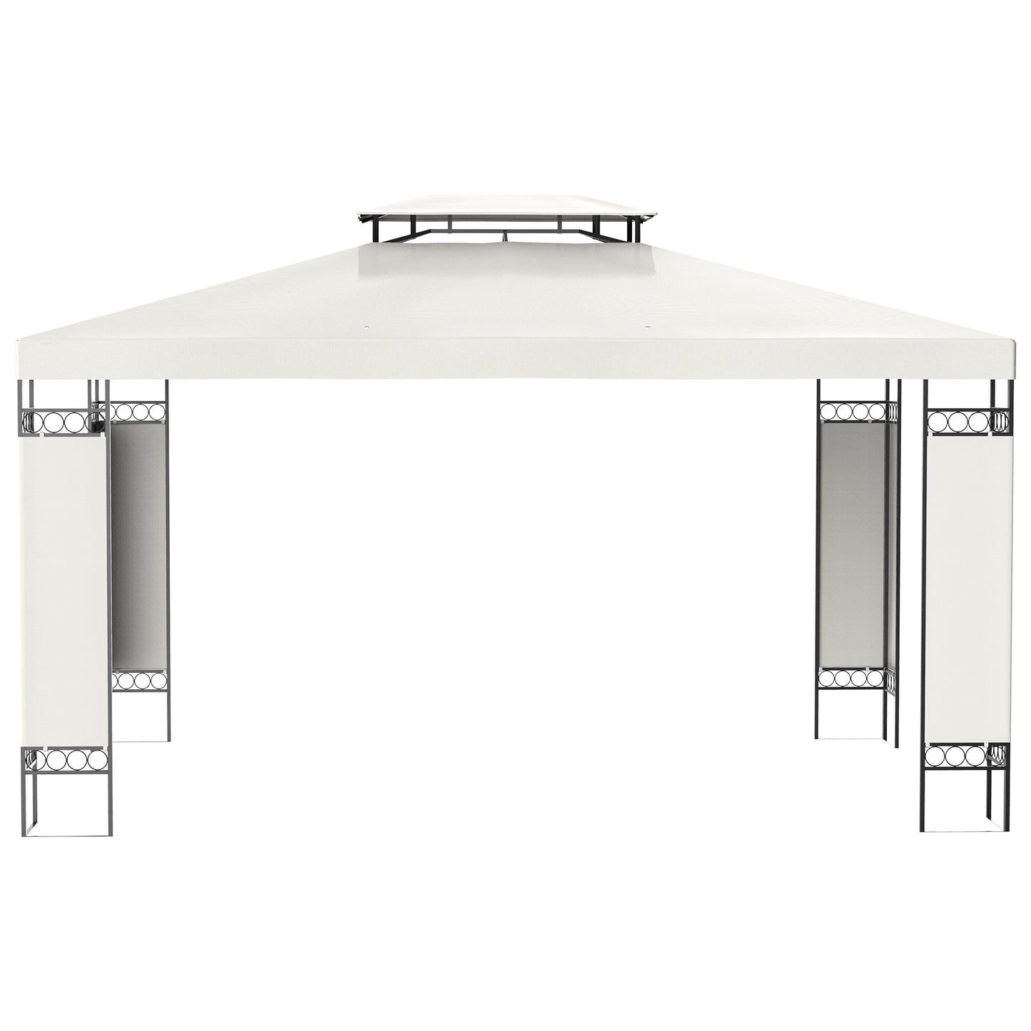 10' x 13' Outdoor Gazebo, Double Roof Patio Gazebo Canopy Shelter with Screen Decorate Corner Frame for Garden, Lawn, Backyard and Deck, White