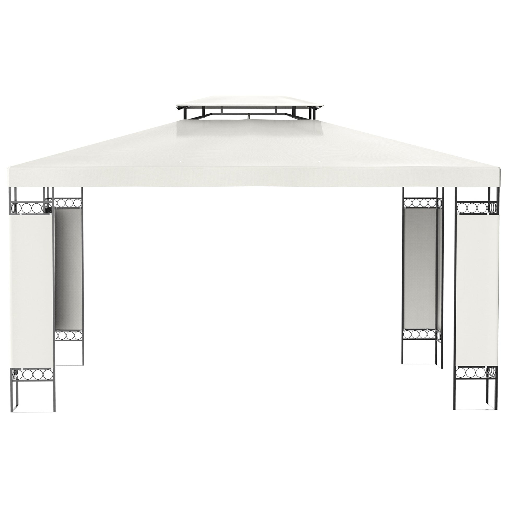 10' x 13' Outdoor Gazebo, Double Roof Patio Gazebo Canopy Shelter with Screen Decorate Corner Frame for Garden, Lawn, Backyard and Deck, White