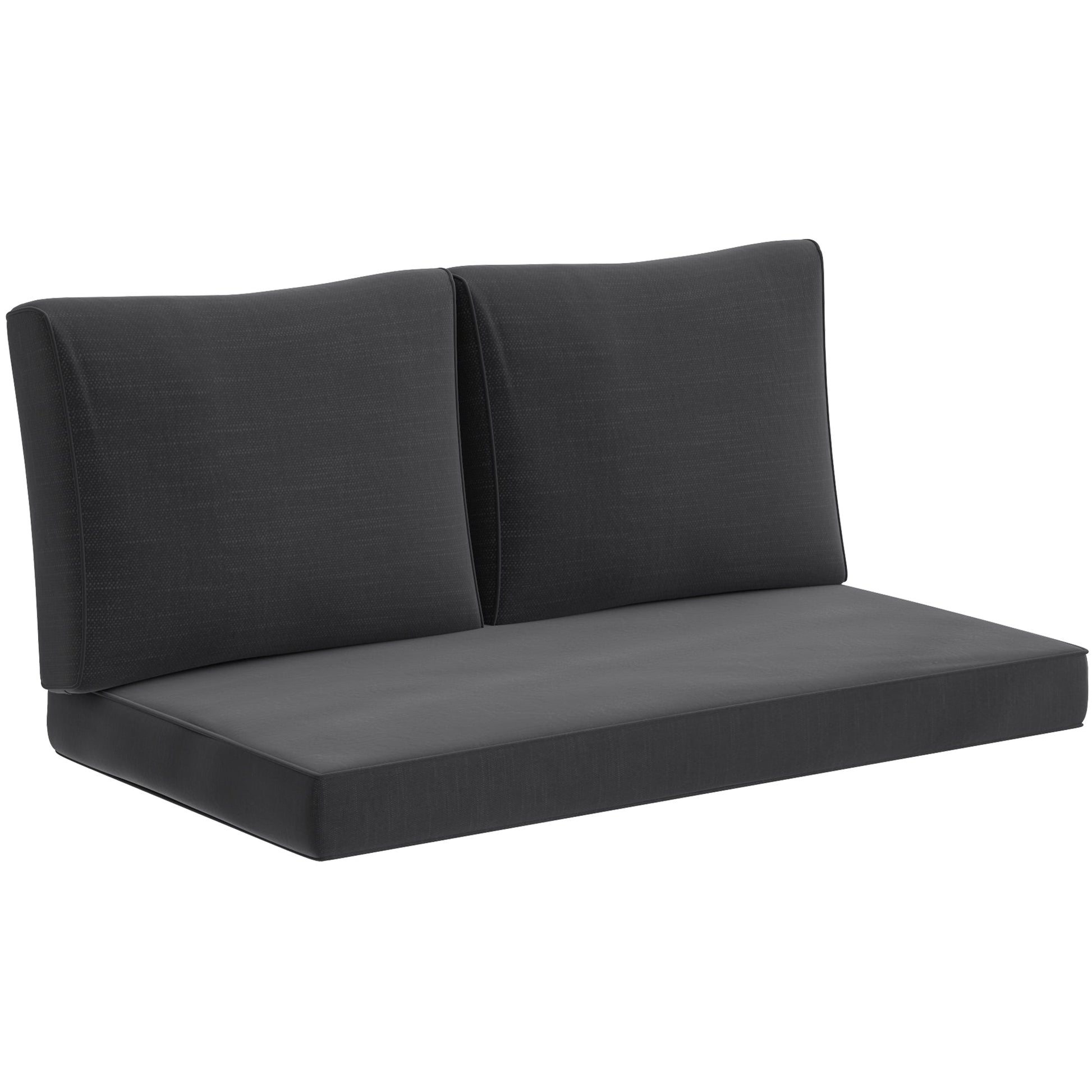 2 Seater Outdoor Seat Cushions with Backrest, Loveseat Double Sofa Outdoor Furniture Cushions, Fade-Resistant Replacement Patio Cushions for Indoor and Outdoor, Black