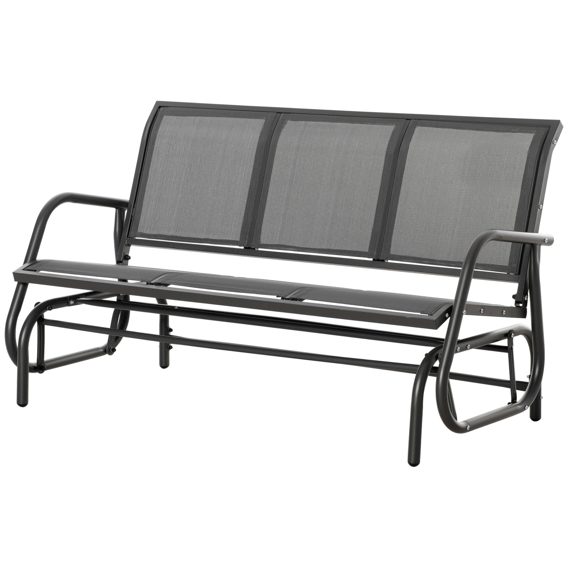 3-Seat Outdoor Glider Chair, Patio Glider Outdoor Rocking Chair with Steel Frame, Sling Fabric Seat for Garden, Backyard, Lawn, Grey