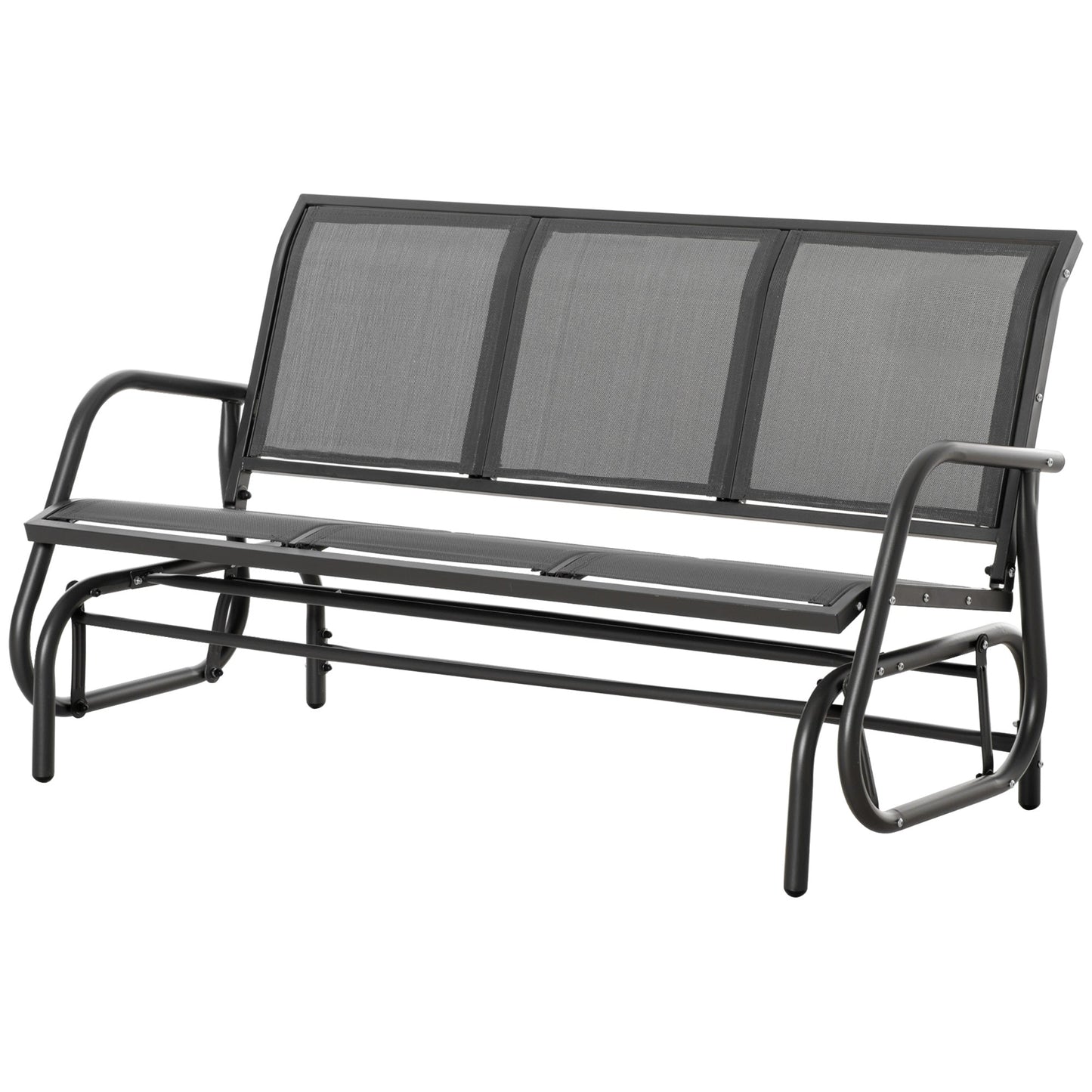 3-Seat Outdoor Glider Chair, Patio Glider Outdoor Rocking Chair with Steel Frame, Sling Fabric Seat for Garden, Backyard, Lawn, Grey