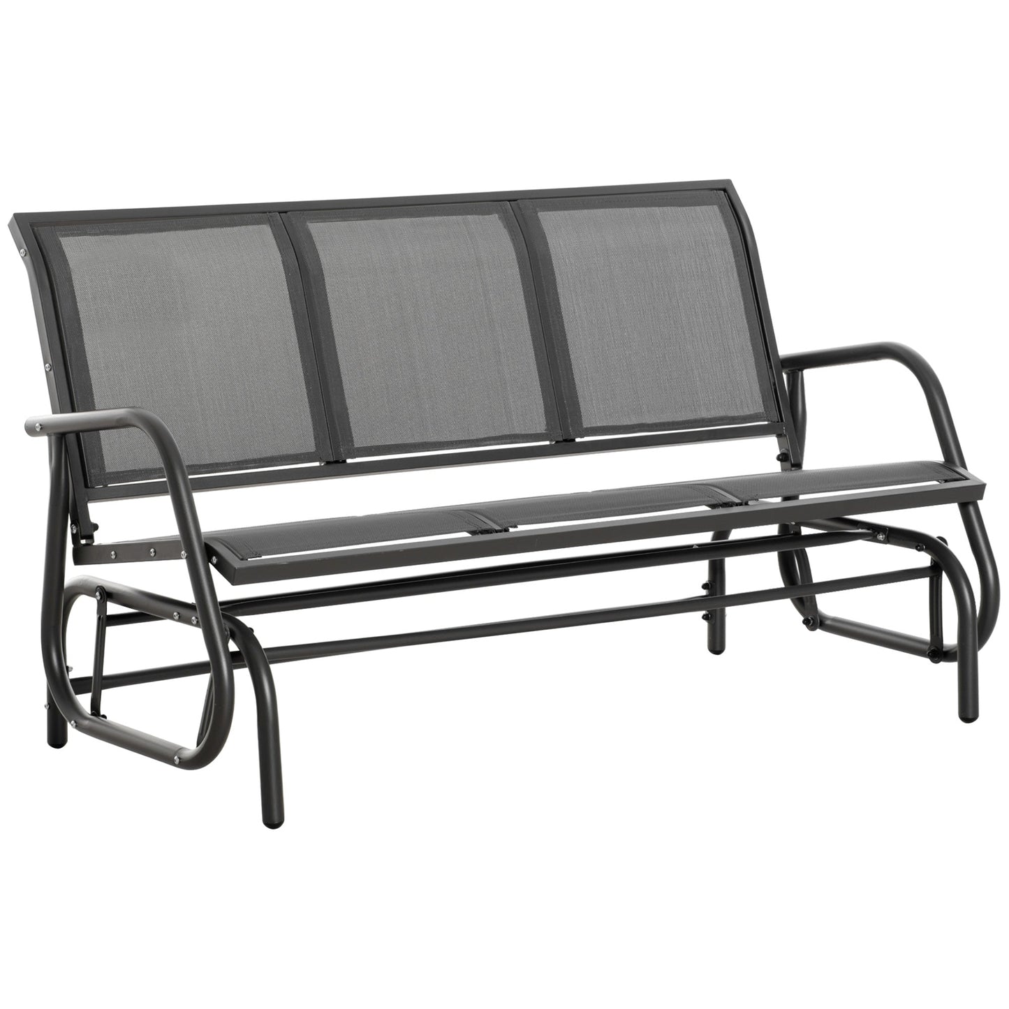 3-Seat Outdoor Glider Chair, Patio Glider Outdoor Rocking Chair with Steel Frame, Sling Fabric Seat for Garden, Backyard, Lawn, Grey