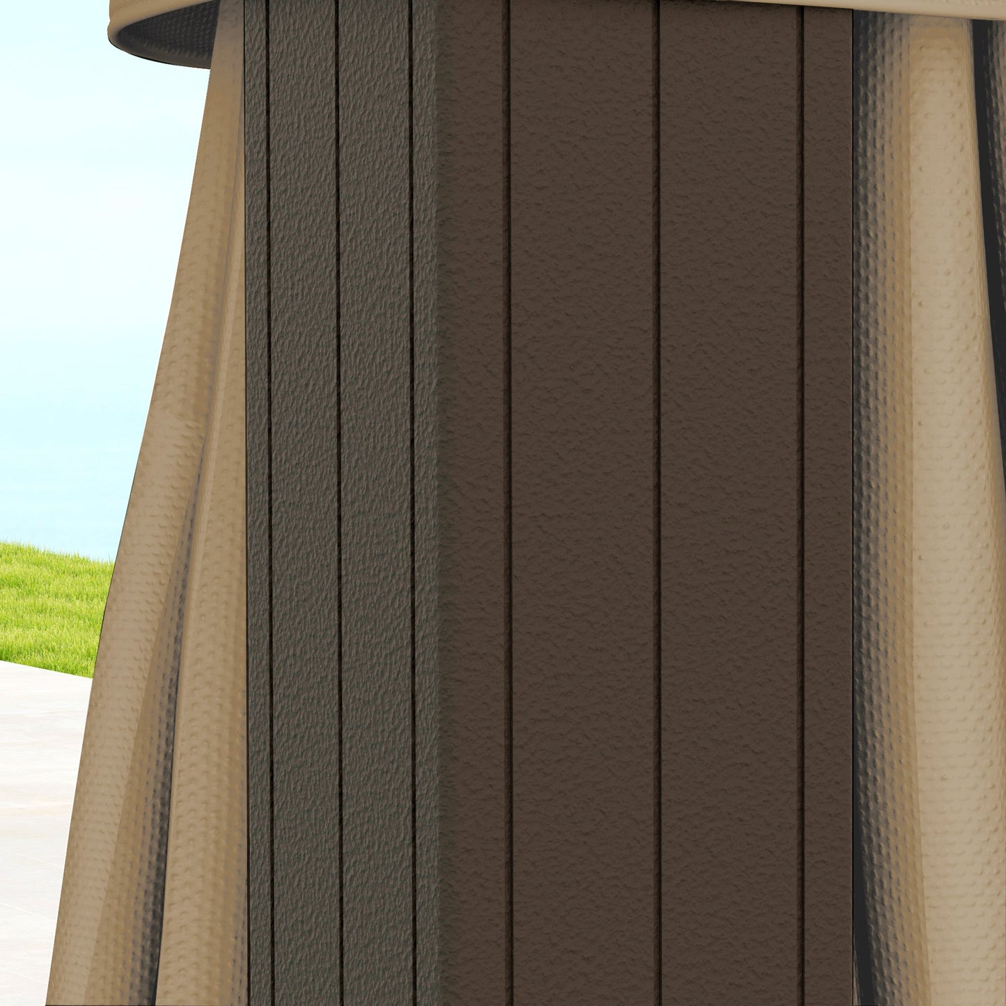 10' x 10' Hardtop Gazebo Outdoor Gazebo Canopy with Mosquito Netting, Curtains, Hanging Hook and Aluminum Frame, Brown