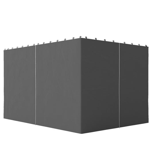 10' x 12' Universal Gazebo Sidewall Set with 4 Panels, Hooks/C-Rings Included for Pergolas & Cabanas, Grey