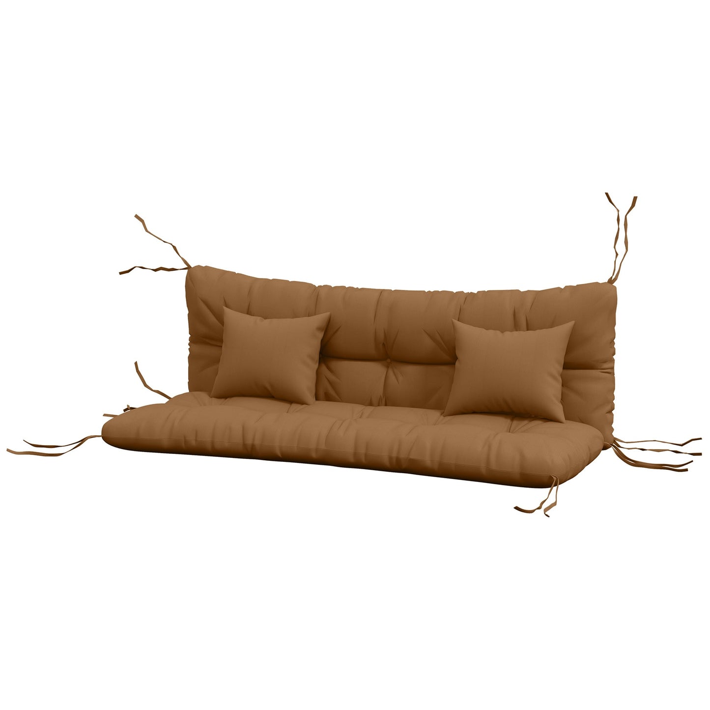 4-Piece Patio Chair Cushions Pillows with Back and Pillows, Seat Replacement Patio Cushions Set with Ties for Indoor Outdoor Garden Furniture, WITHOUT SWING, Tan