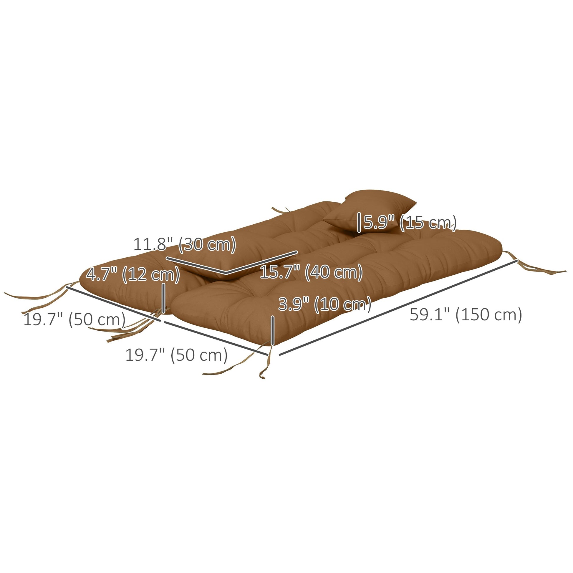 4-Piece Patio Chair Cushions Pillows with Back and Pillows, Seat Replacement Patio Cushions Set with Ties for Indoor Outdoor Garden Furniture, WITHOUT SWING, Tan