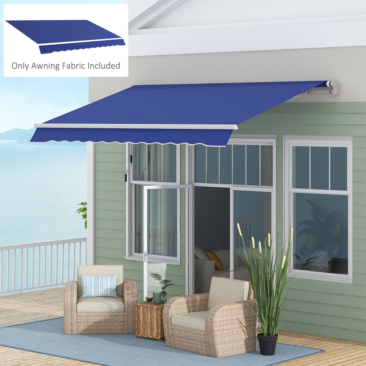 11' x 10' Retractable Awning Fabric Replacement Outdoor Sunshade Canopy Awning Cover, UV Protection, Navy Blue