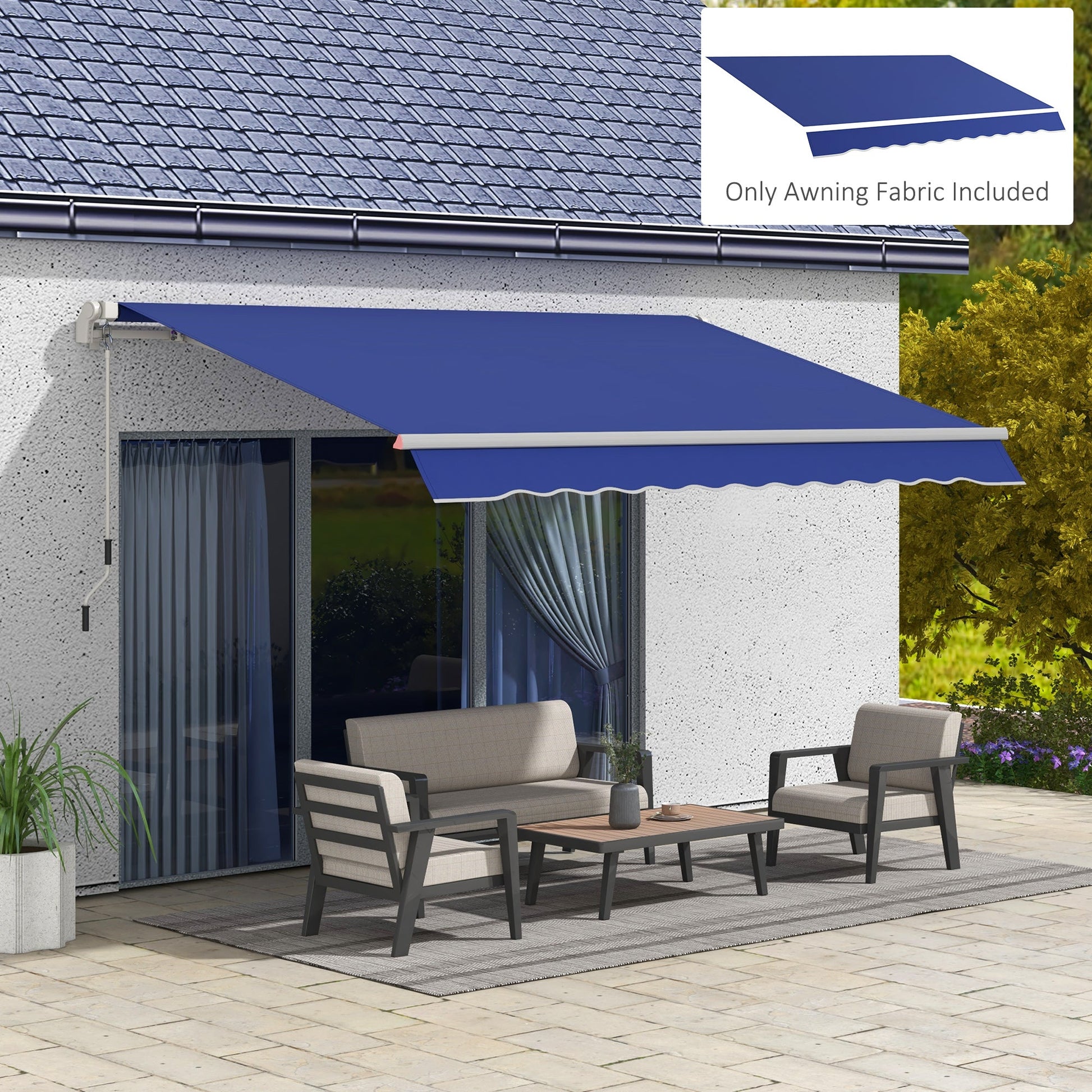 11' x 10' Retractable Awning Fabric Replacement Outdoor Sunshade Canopy Awning Cover, UV Protection, Navy Blue