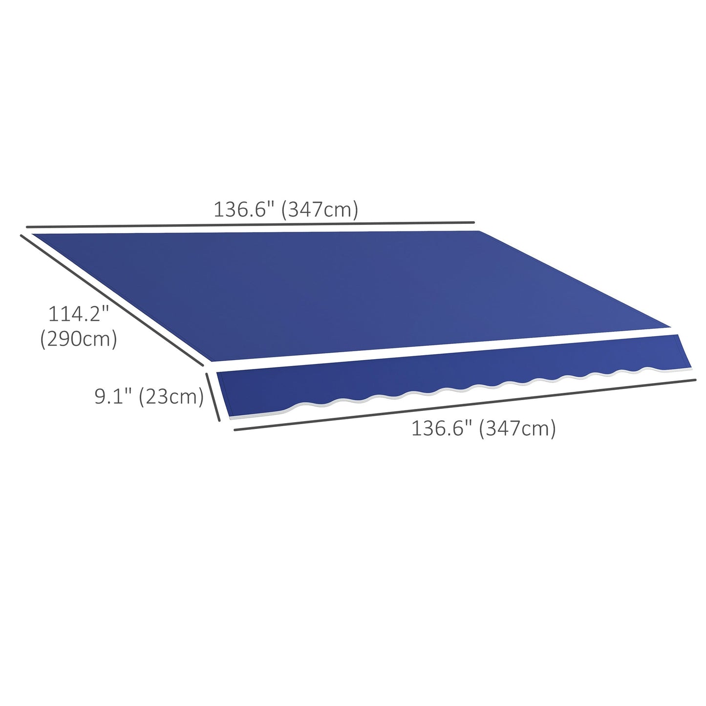 11' x 10' Retractable Awning Fabric Replacement Outdoor Sunshade Canopy Awning Cover, UV Protection, Navy Blue