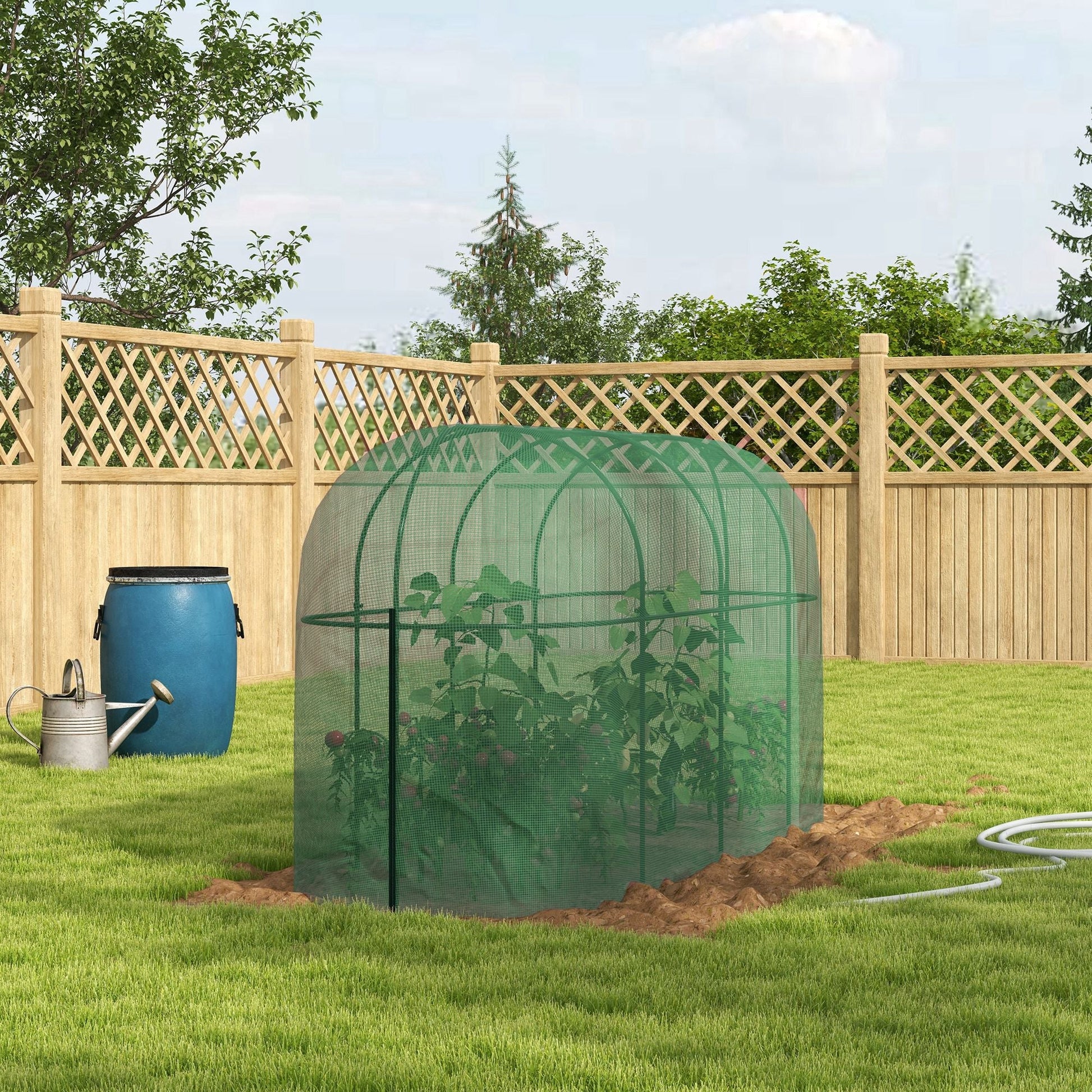 9.8 x 3.3ft Crop Cage, Plant Protector Tent, with Zipped Door and Ground Stakes for Garden, Yard, Lawn, Green