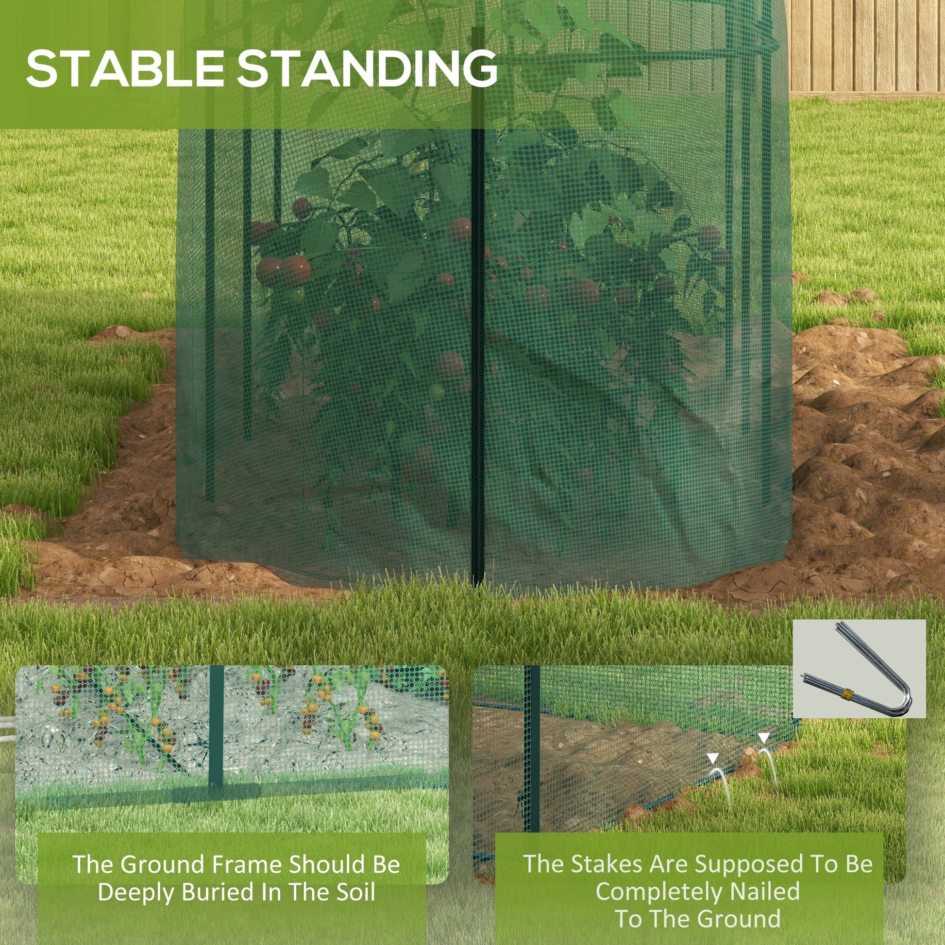 9.8 x 3.3ft Crop Cage, Plant Protector Tent, with Zipped Door and Ground Stakes for Garden, Yard, Lawn, Green