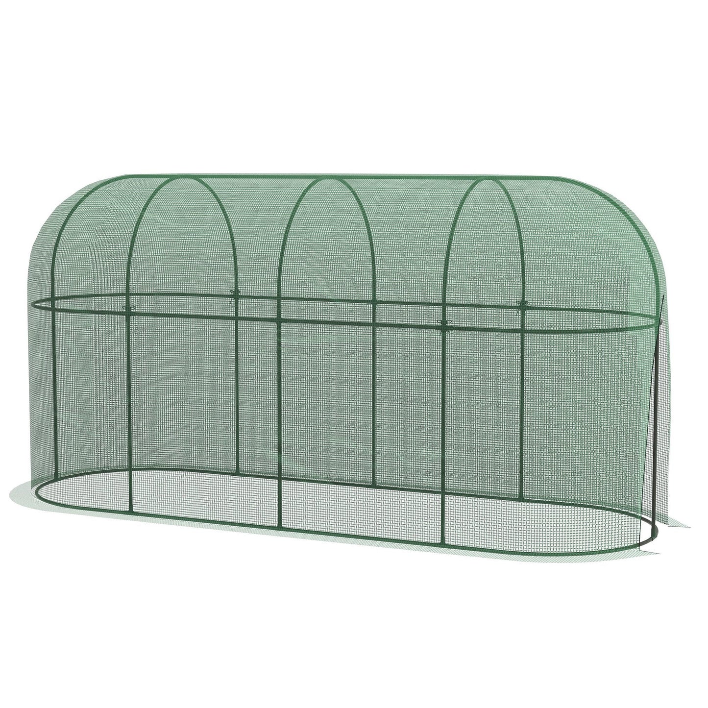 9.8 x 3.3ft Crop Cage, Plant Protector Tent, with Zipped Door and Ground Stakes for Garden, Yard, Lawn, Green