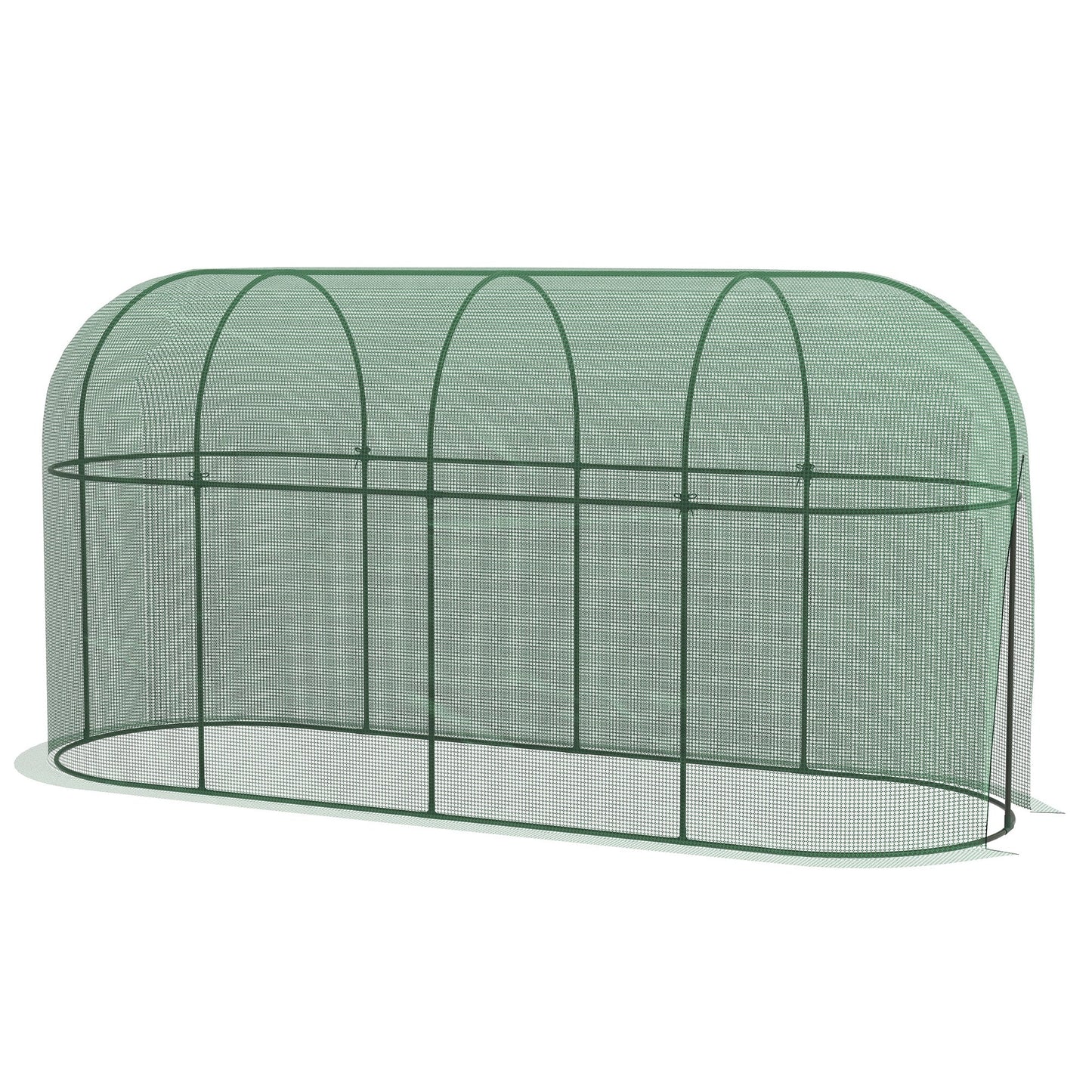 9.8 x 3.3ft Crop Cage, Plant Protector Tent, with Zipped Door and Ground Stakes for Garden, Yard, Lawn, Green