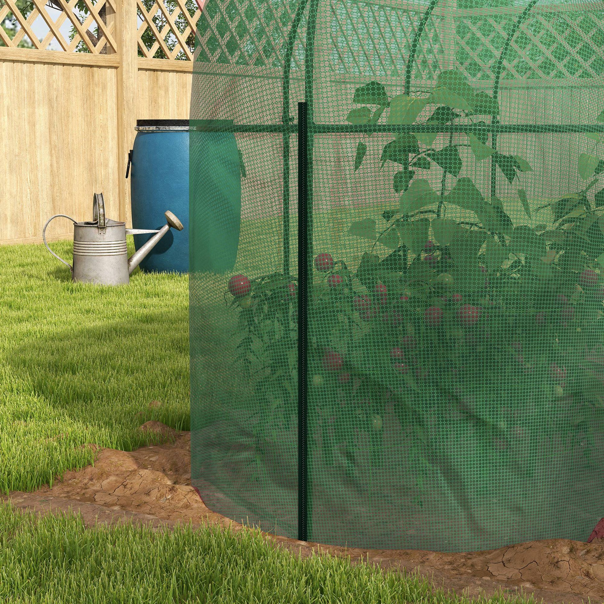 9.8 x 3.3ft Crop Cage, Plant Protector Tent, with Zipped Door and Ground Stakes for Garden, Yard, Lawn, Green