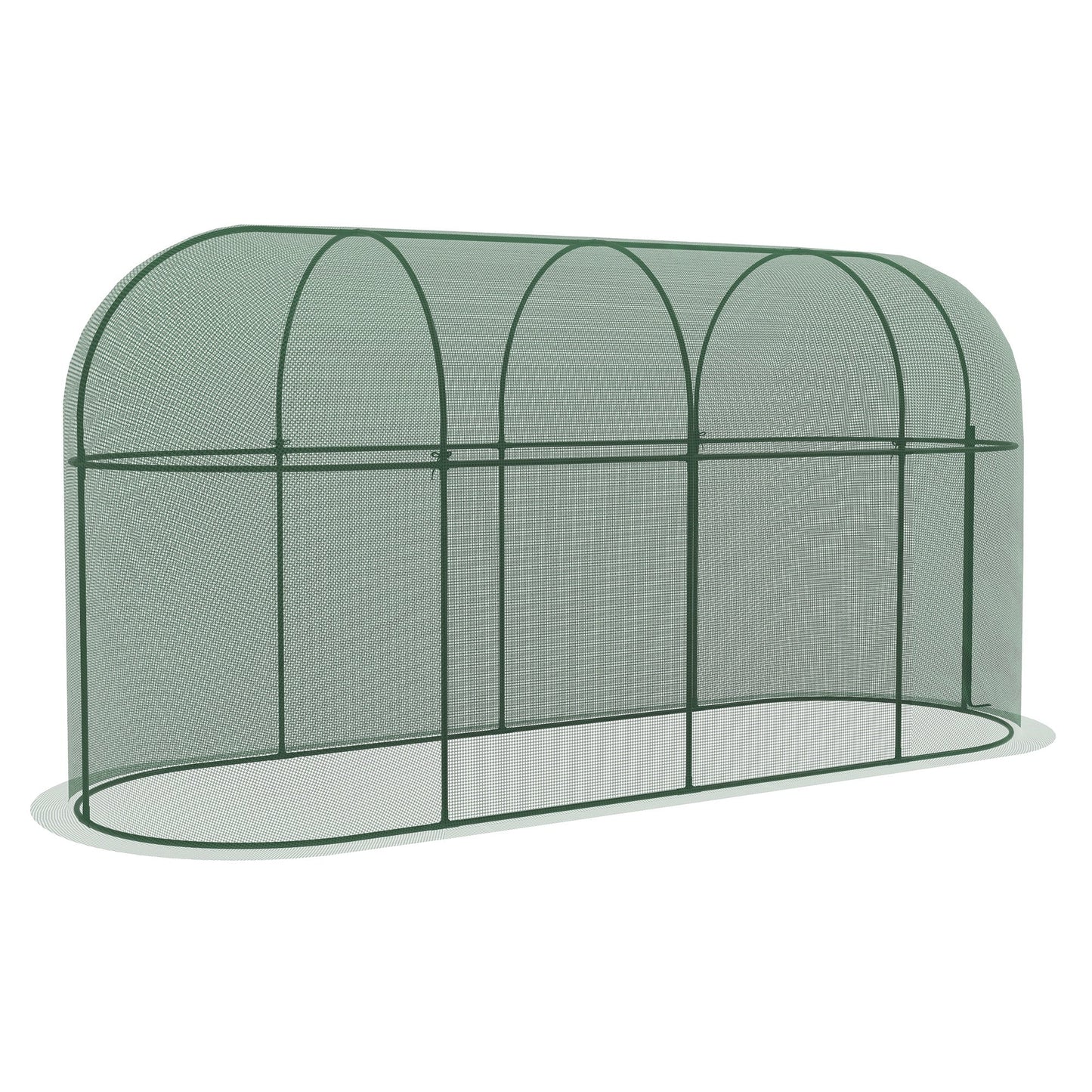 9.8 x 3.3ft Crop Cage, Plant Protector Tent, with Zipped Door and Ground Stakes for Garden, Yard, Lawn, Green